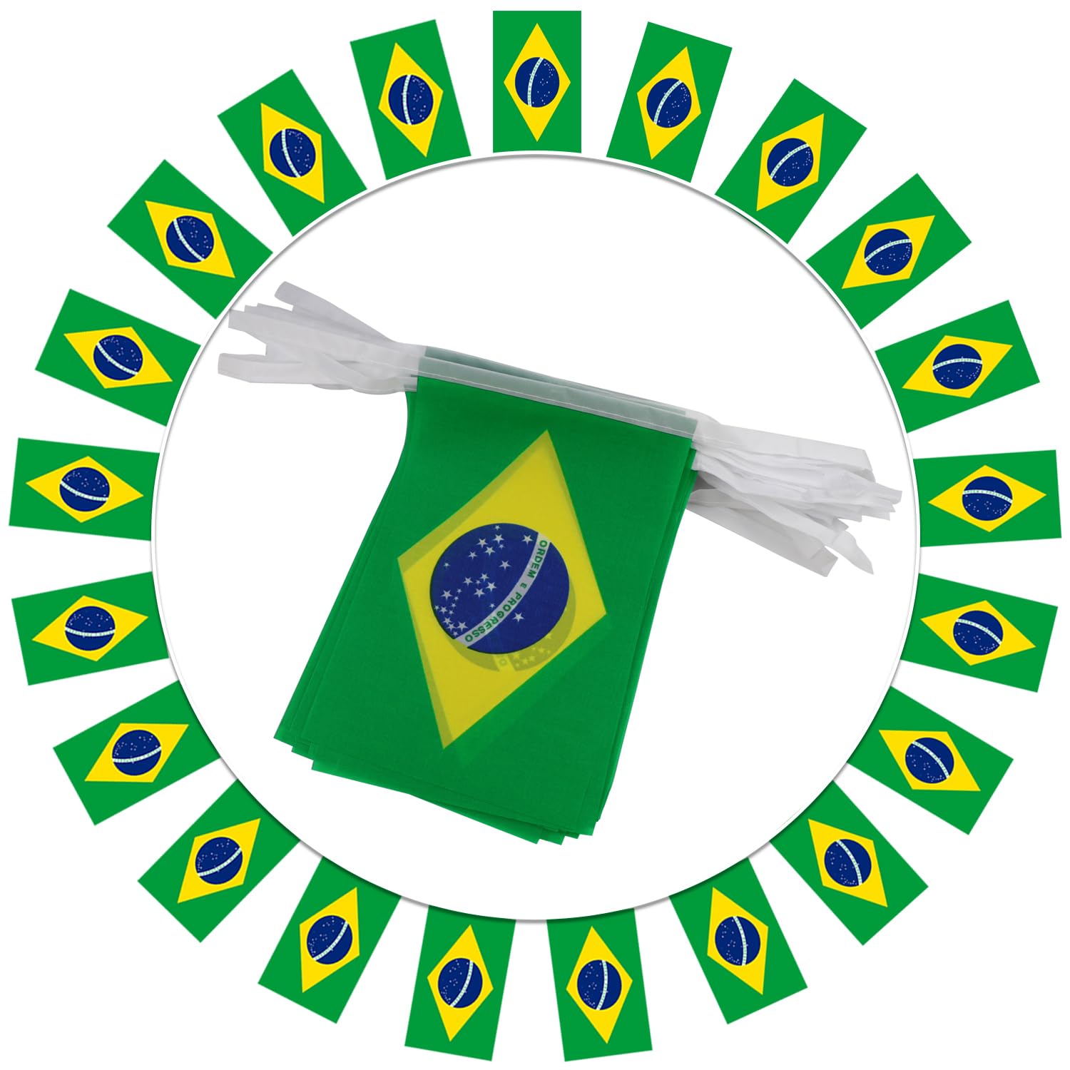 Brazil String Flag Pennant Banner - 38 Flags, 42 Feet Small Mini Brazilian Flags Bunting Banner For Country Decoration, School,