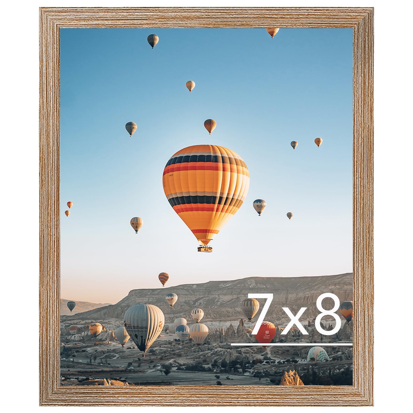 JCJMY 7x8 Picture Frame Rustic Brown for Wall Hanging or Tabletop, Wall Mounting Horizontally or Vertically, 7 x 8 Wall Gallery 