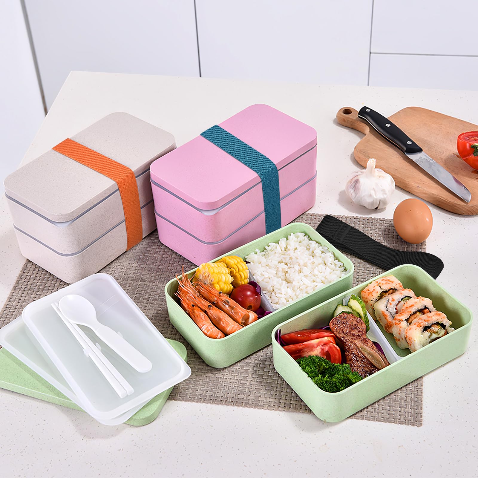 Luxshiny Elastic Bento Straps 4Pcs Lunch Box Straps Lunch Box Fixing Bands Colorful Nylon Lunch Container Sealing Straps Bundlin