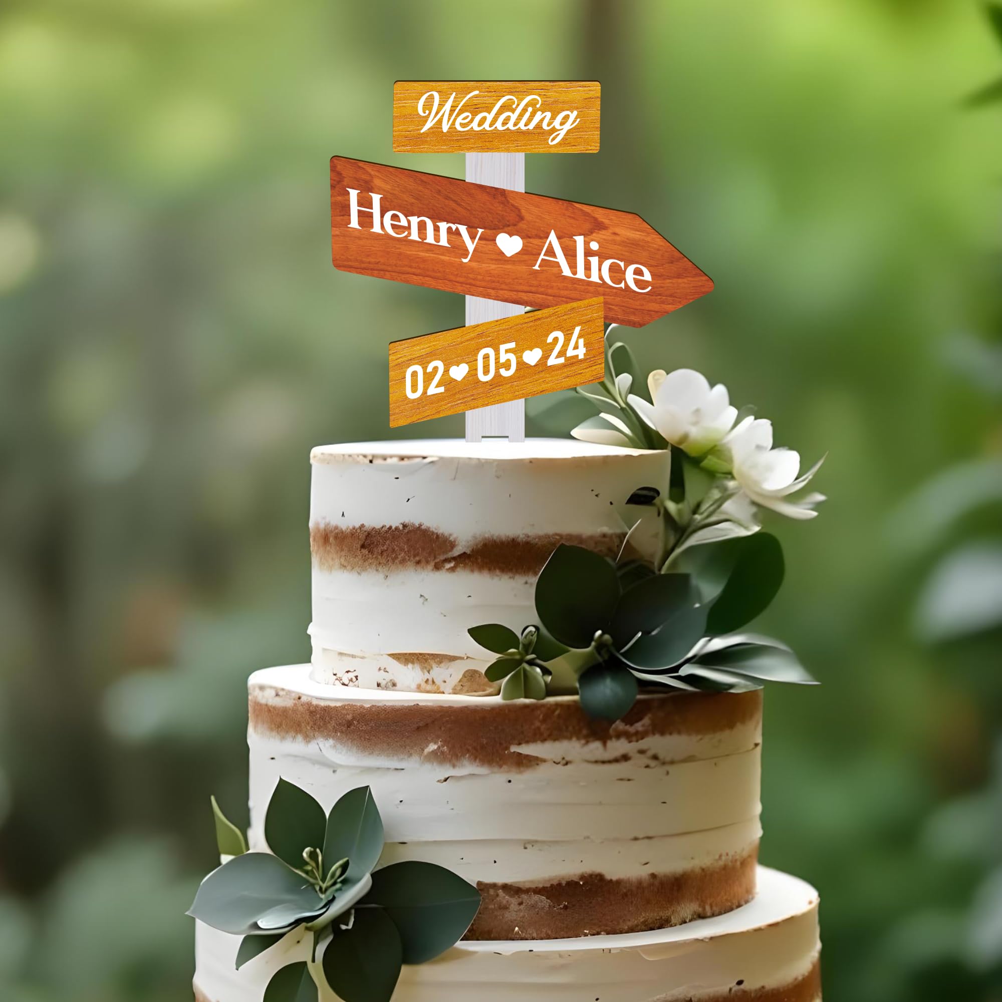 Party to Be Personalized Rustic Fall Wedding Cake Topper in Wood Custom Bride & Groom Names Initials Wedding Date Cake Decoratio