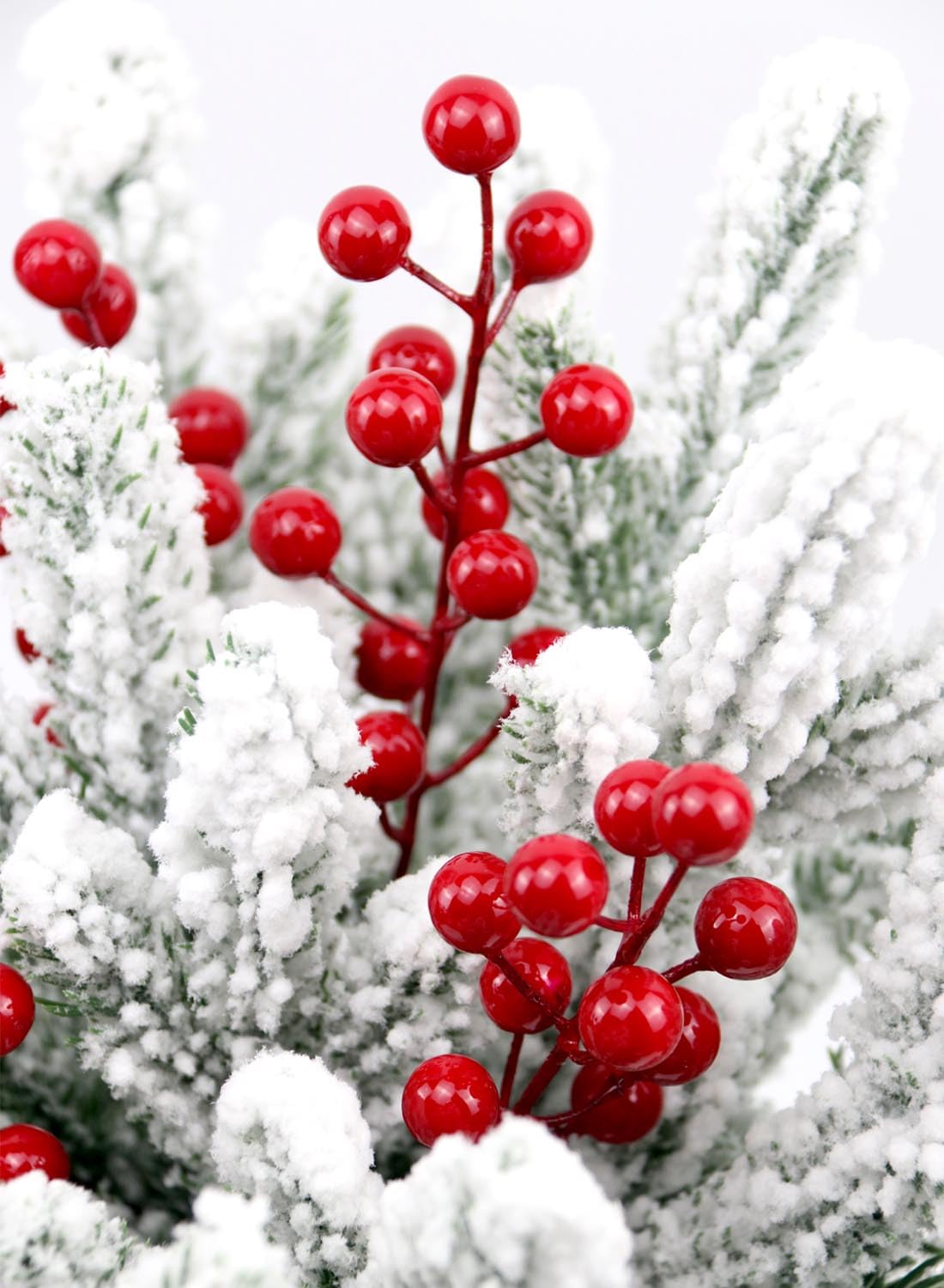 Yistao 20 Pack Artificial Red Berry Stems, Christmas Red Berries Artificial Fruit Berry Holly Christmas Berry Branch Home Holida