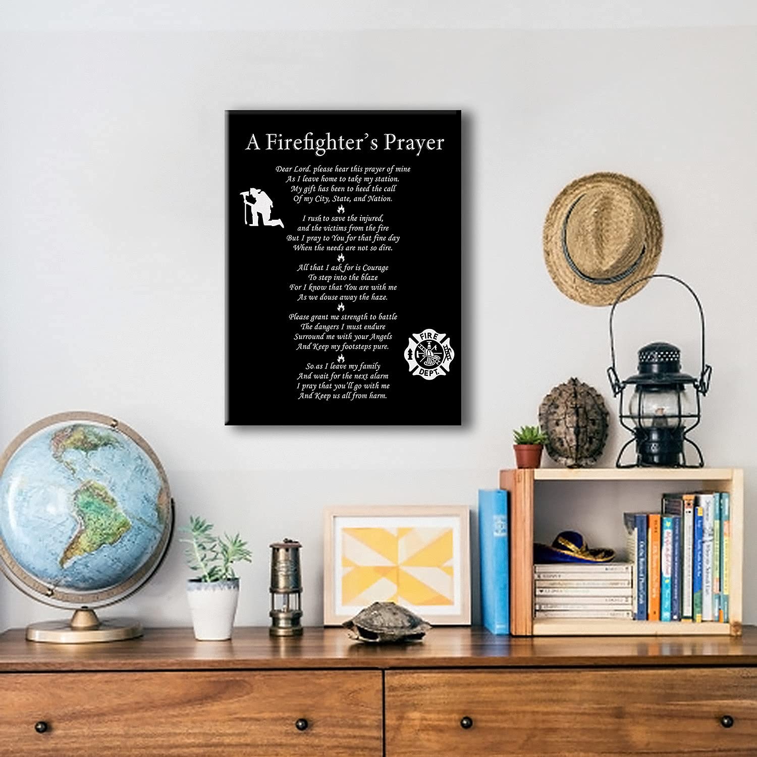 Firefighter Gifts For Women Men, Firefighter'S Prayer Poster Canvas Wall Art Painting Ready To Hang For Home Office Decor Retire