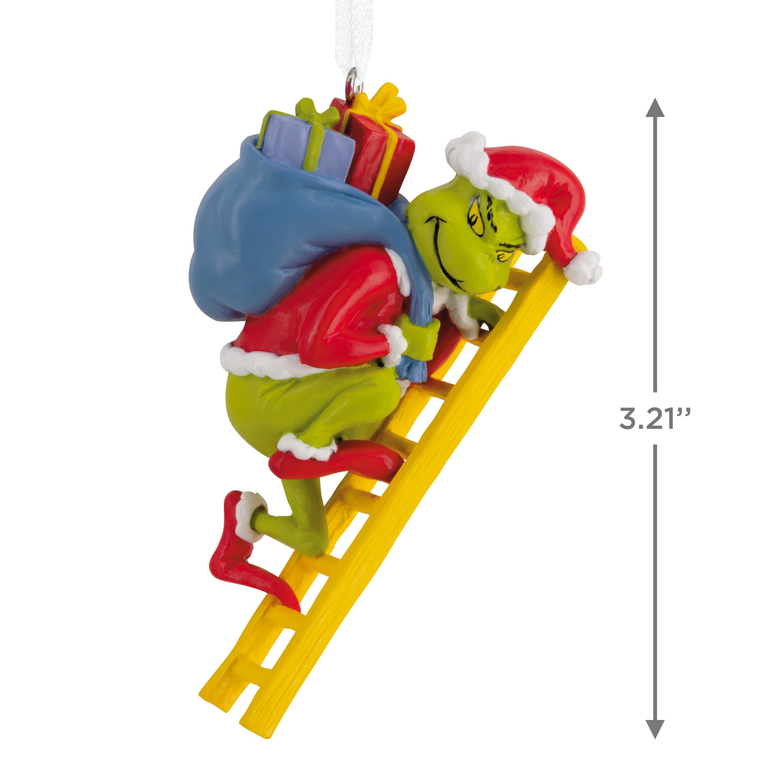 Hallmark Dr. Seuss's How The Grinch Stole Christmas! Grinch on Ladder Christmas Ornament, Christmas Movie Gifts
