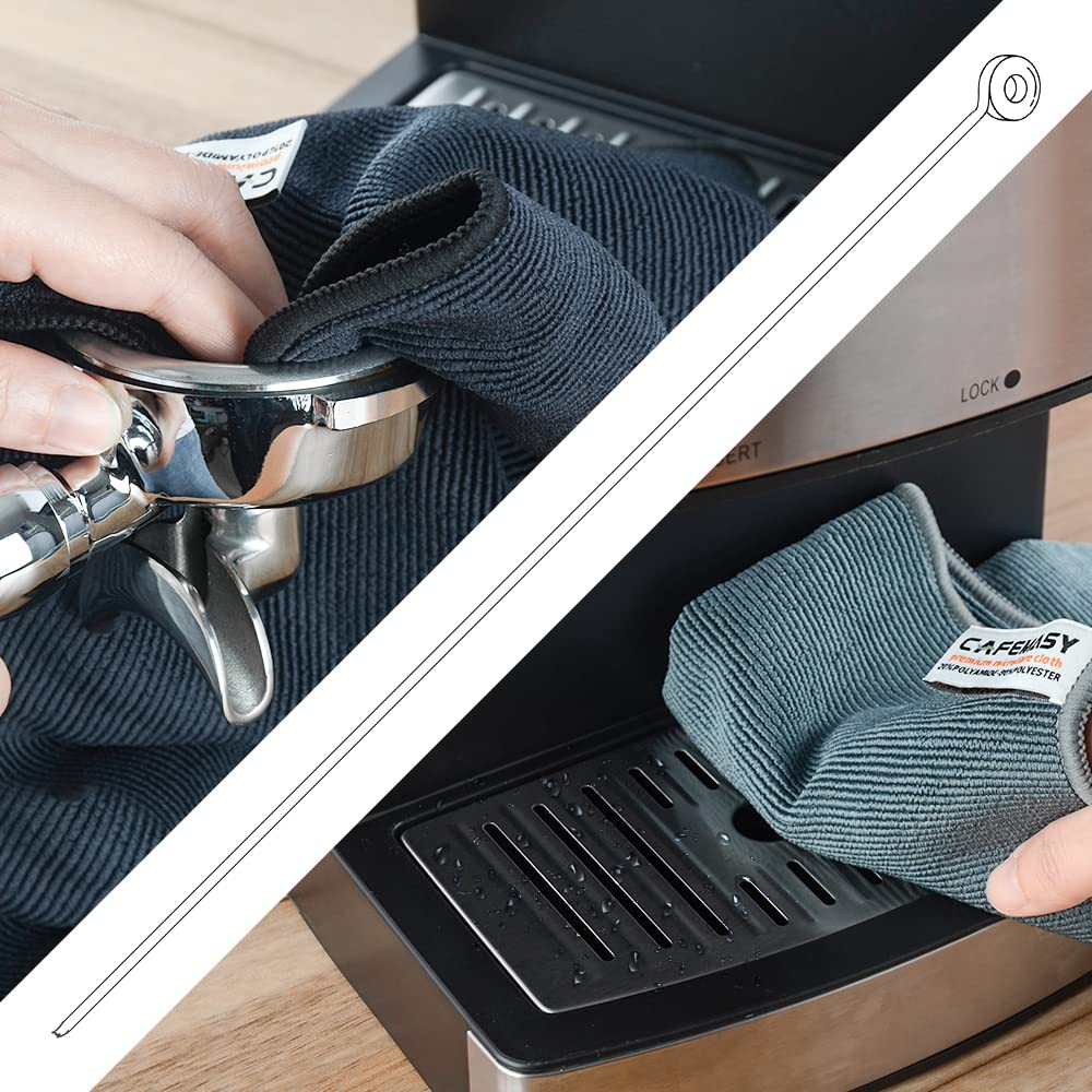 Cafemasy Barista Cleaning Towel With Hook Set Pack Of 3Pcs Soft Barista Mirco Fiber Cloth For Cleaning Espresso Coffee Machine S