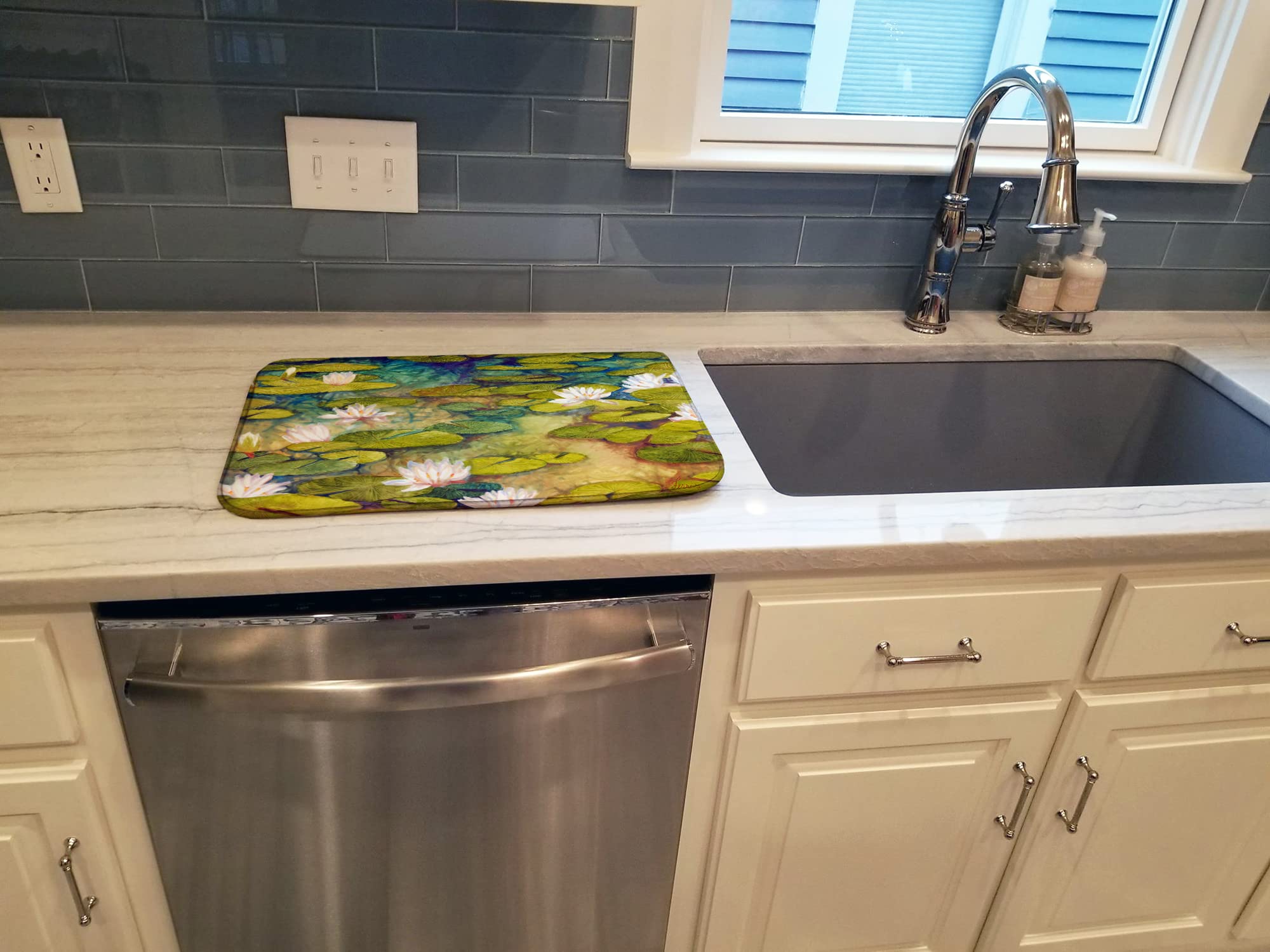 Waterlillies by Ferris Hotard Dish Drying Mat
