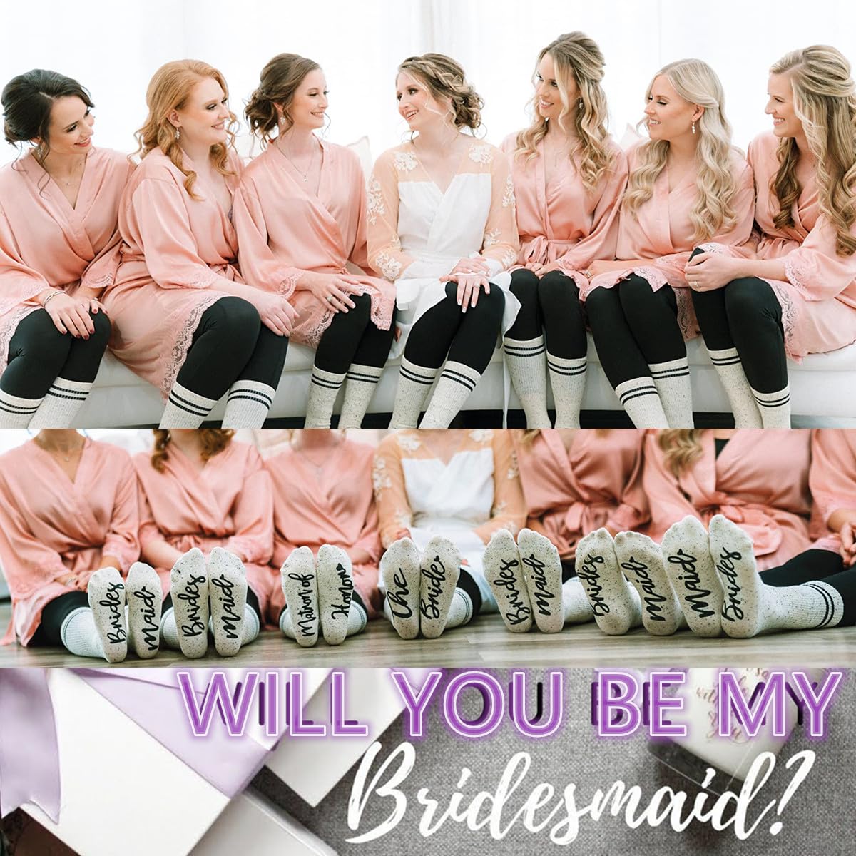 Wiffgo Bridesmaid Gifts For Women Her Bachelorette Party Favors Engagement Fuzzy Socks Cute Bride Socks Cotton Wedding Gifts