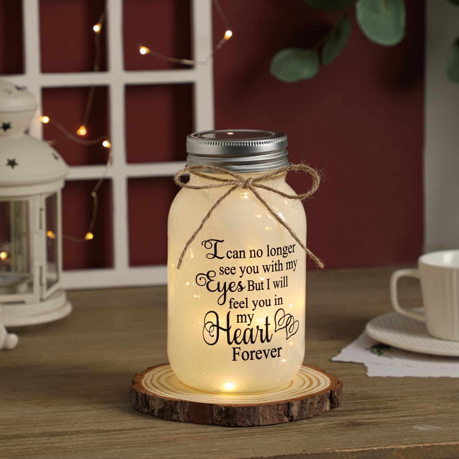 Maracco Inspirational Gift Memorial Gift, Mason Jar Lights I Can No Longer See You with My Eyes Bereavement Remembrance Sympathy