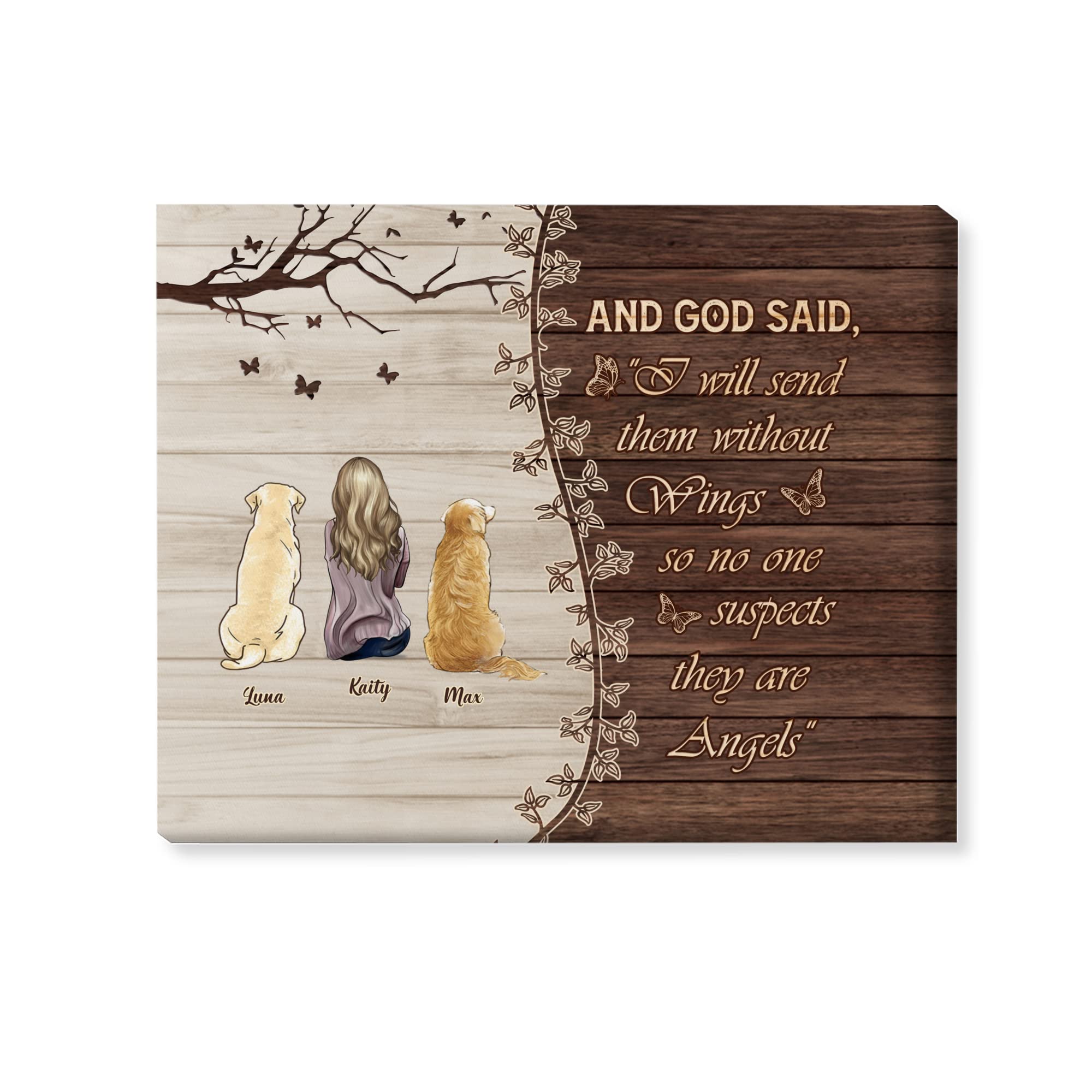 Gossby Custom A Girl And Her 2 Dogs Wrapped Canvas Wall Art - Personalized Mothers Day, Christmas, Birthday Gift Dog Mom, Dog Lo