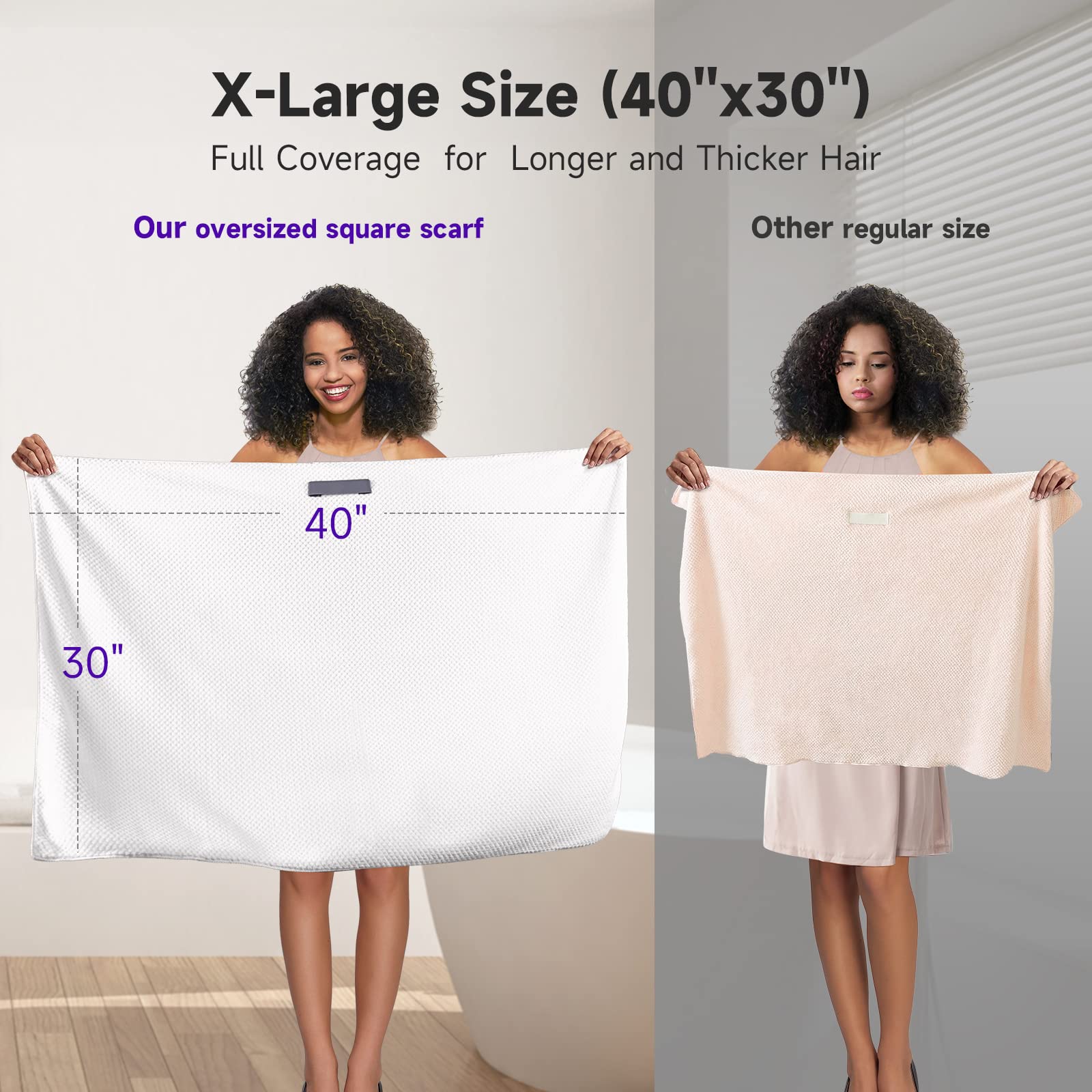 Umisleep Extra Large Microfiber Hair Towel for Women Long, Curly, Thick Hair, Super Soft Anti Frizz Quick Dry Hair Towel Wrap, U