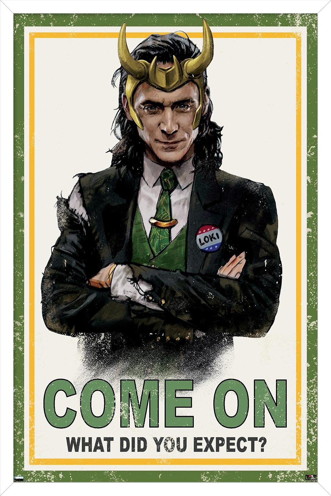 Trends International Marvel Loki-What Did You Expect Wall Poster, 22.375'' X 34'', White Framed Version