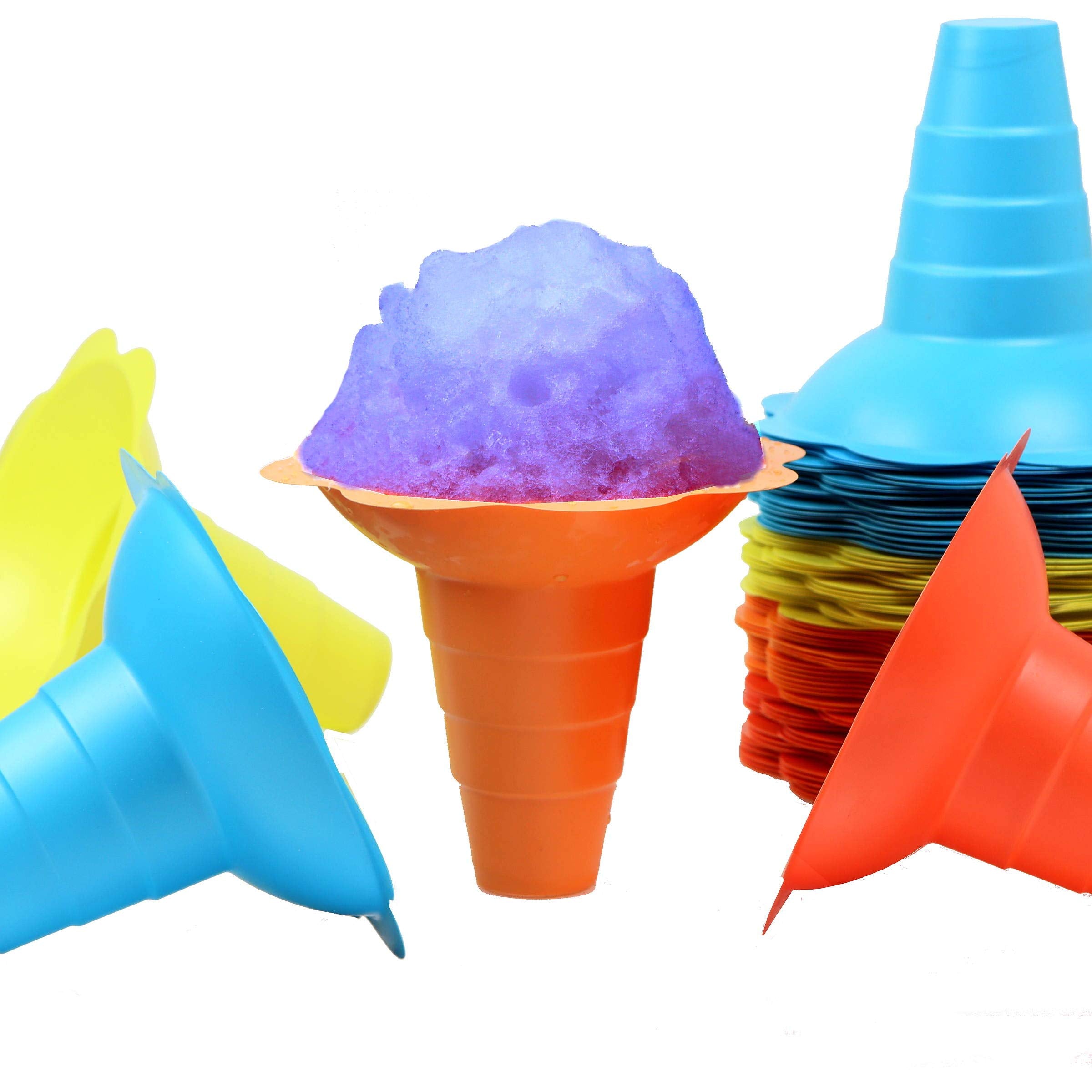 Paragon  Manufactured Fun 12Ounce SNOCone Flower Drip Tray Cups, 100Cup Case, Assorted: Blue, Yellow, Orange and red, 1 Coun