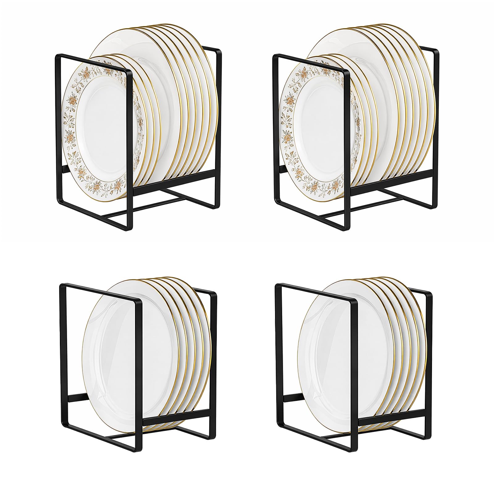 SteadyRise 4Pack Vertical Plate Organizer Rack, Space Saver for Cabinet