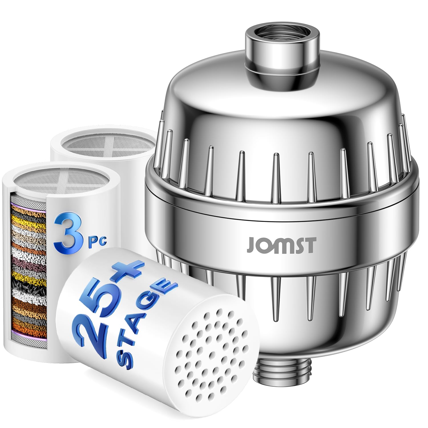 25 Plus Stages Shower Filter with 3 Cores - Maximize Shower Sediment Filtration & Reduce 97.45% Chlorine in Shower Water - For S