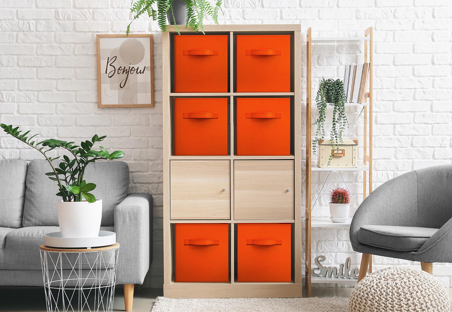 Sorbusa Foldable Storage Cube Basket Bin (6 Pack, Orange)