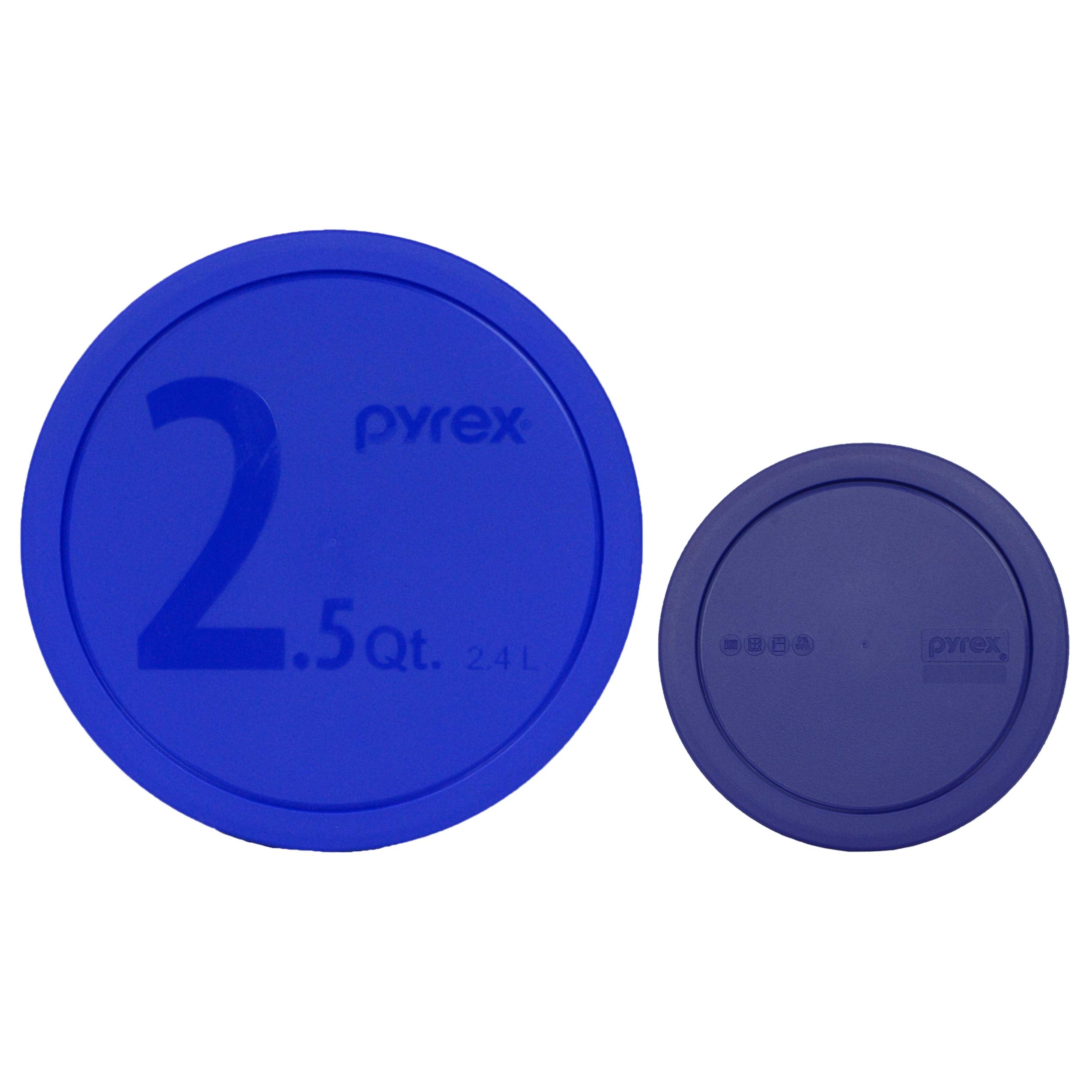Pyrex (1) 325-Pc Blue 2.5Qt (1) 322-Pc Blue 1Qt Mixing Bowl Plastic Lids, Made In Usa - 2 Pack