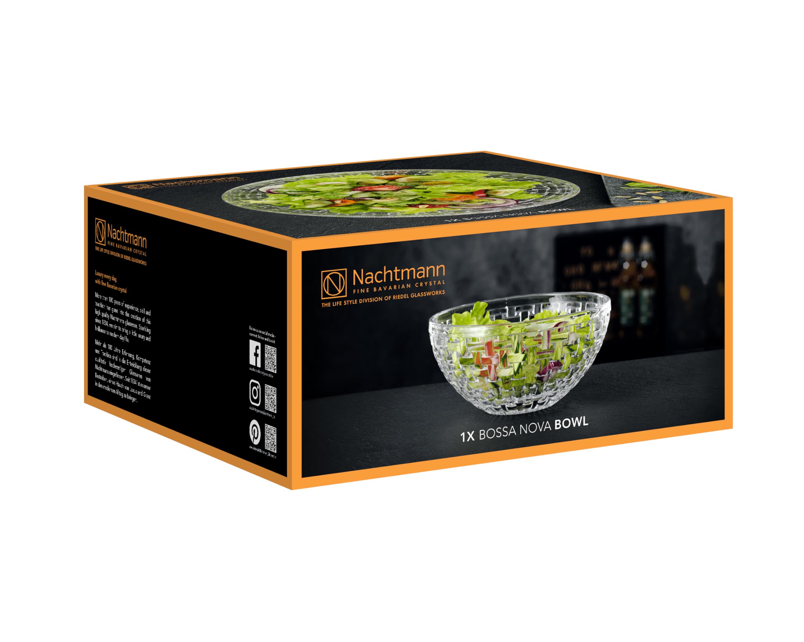 Nachtmann Bossa Nova 4.7'' Serving Bowl - Crystal Glass | Dishwasher Safe | Multi-Faceted Basket Structure | Long Lasting Crysta