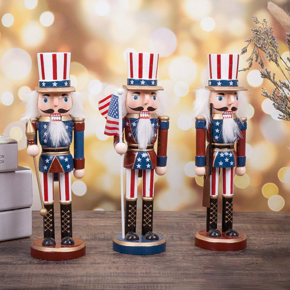Nutcracker Puppet Wooden Christmas Nutcracker Figures American Cane Christmas Wooden Decorations Ornaments Puppet Toy