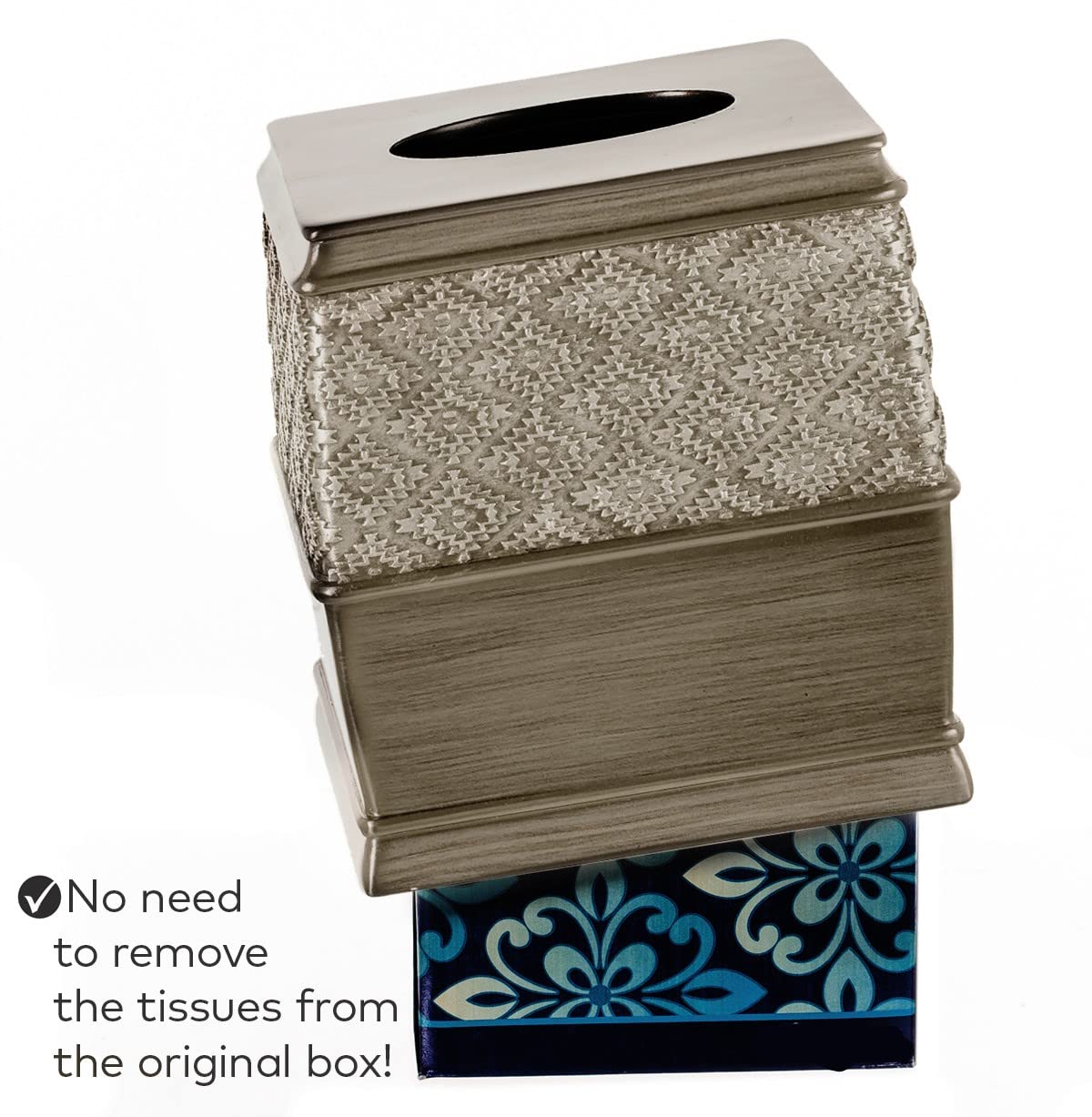 Creative Scents Tissue Box Cover Square - Decorative Square Tissue Holder For Bathroom - Modern Tissue Holder For Cute Elegant B