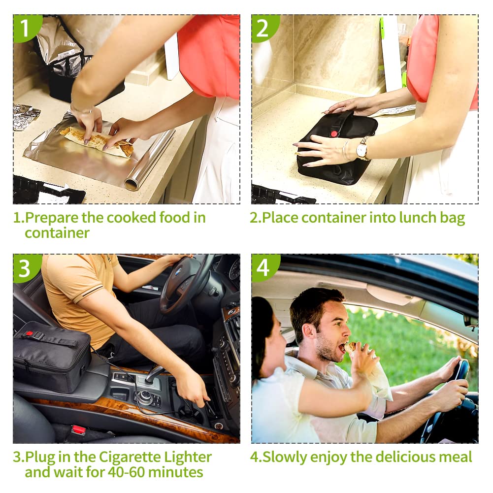 Portable Oven, 12V 24V 110V Car Food Warmer Portable Personal Mini Oven Electric Heated Lunch Box For Meals Reheating & Raw Food