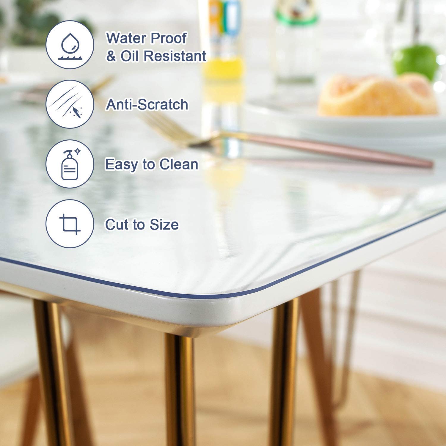 OstepDecor Clear Table Protector Rectangle  60 x 24 Inch Clear Table Cover  1.5mm Thick Plastic Table Cover Clear Table Pad Vinyl  Large Clear Desk Pad Mat for Coffee Table  Countertop
