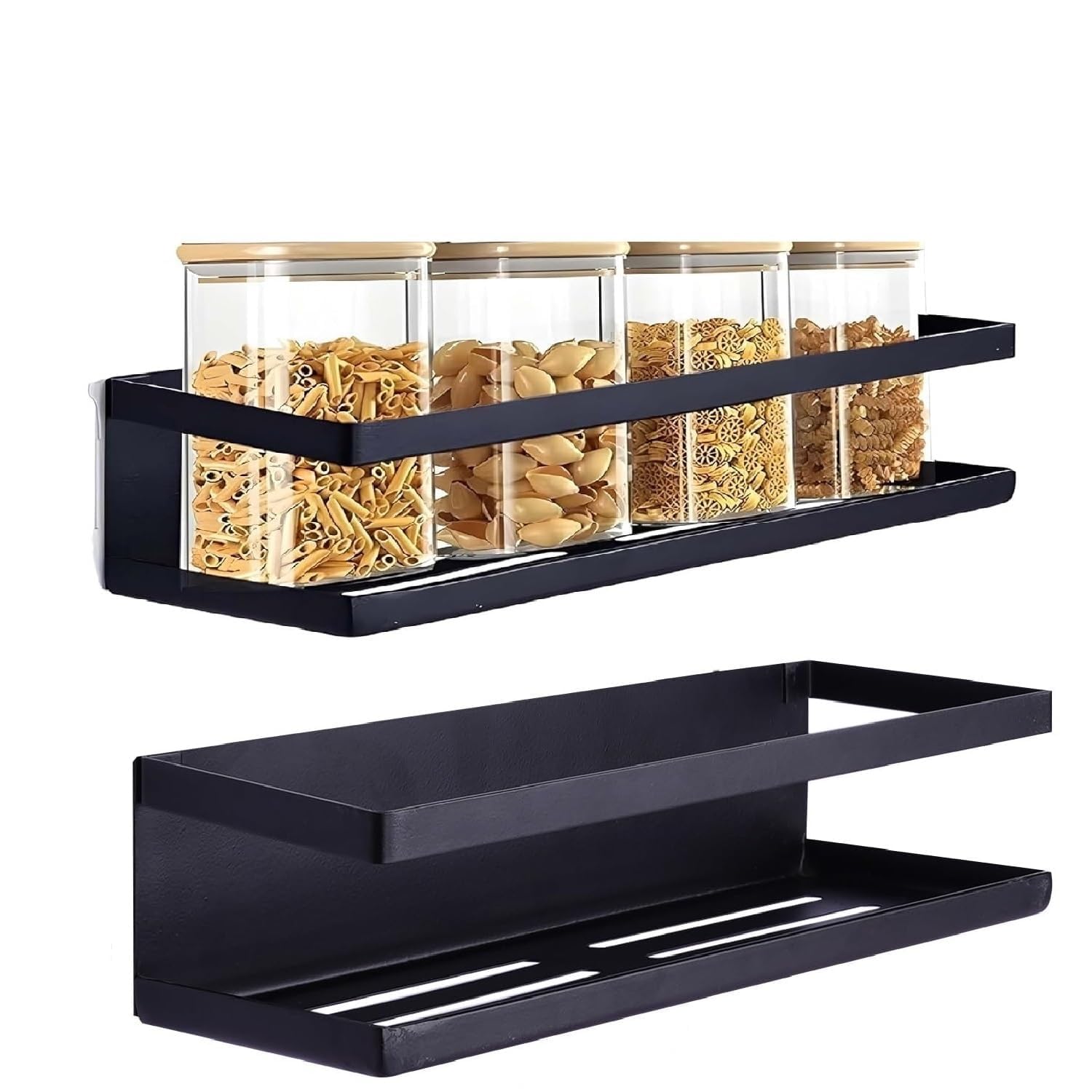 Dmdent Wall Mounted Kitchen Storage Rack | Metal Spice Rack Organizer Shelf For Pantry, Kitchen & Bathroom  (2 Pcs) (30.5 * 11.