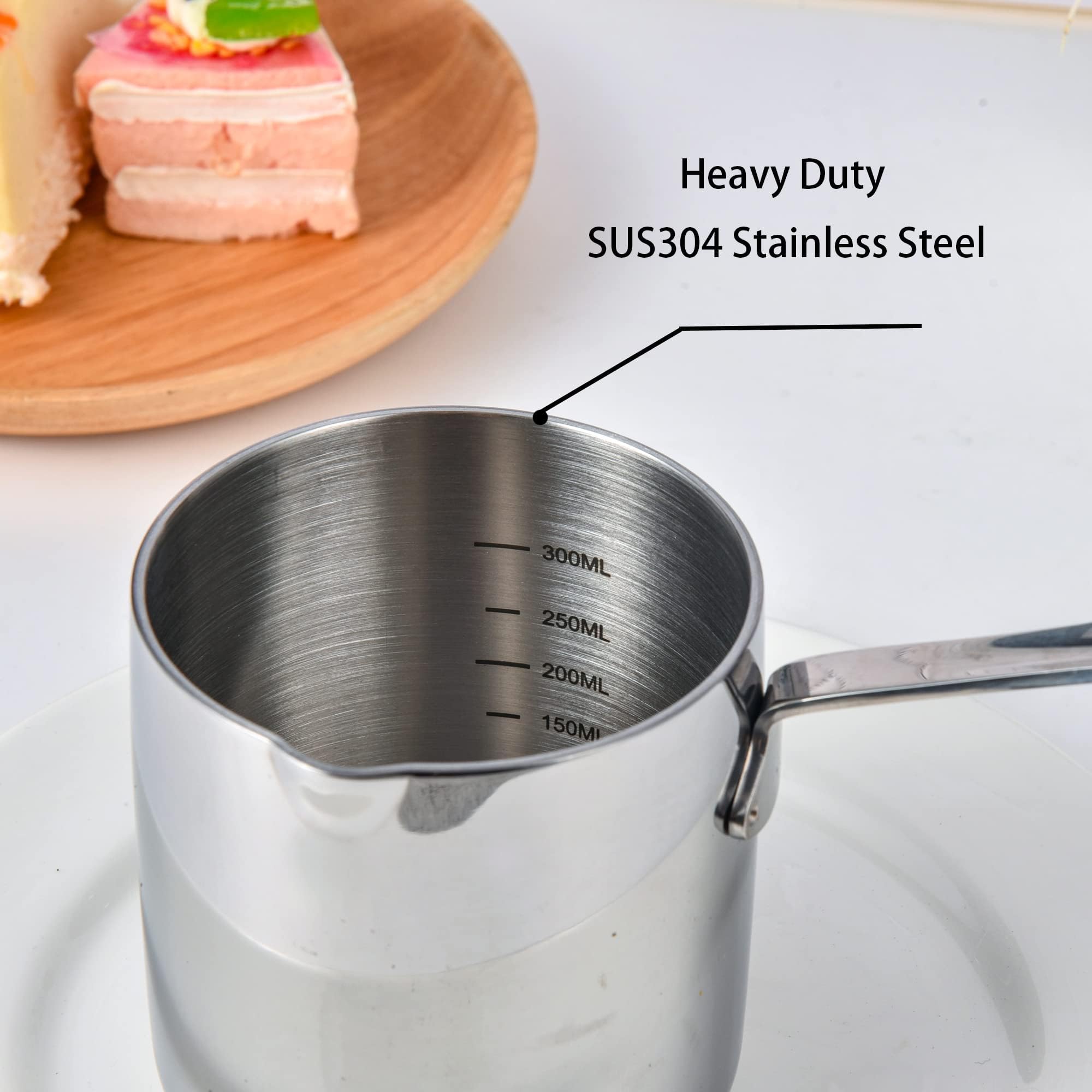Imeea Butter Warmer Turkish Coffee Pot Milk Warmer Pot Mini Saucepan With Spout 18/10 Tri-Ply Stainless Steel (10Oz/300Ml)