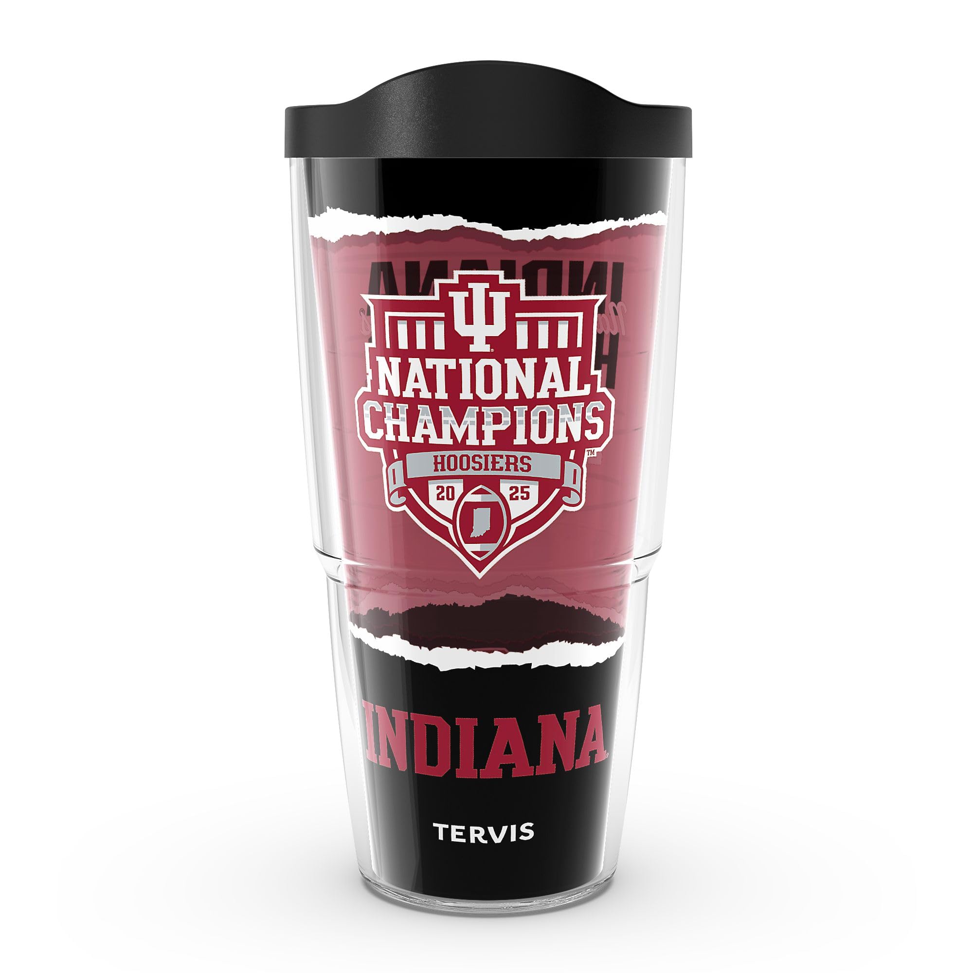 Tervis Classic Tritan 24oz Classic Tumbler with Travel Lid | Indiana Hoosiers - 2025 NCAA College Football National Champions | 