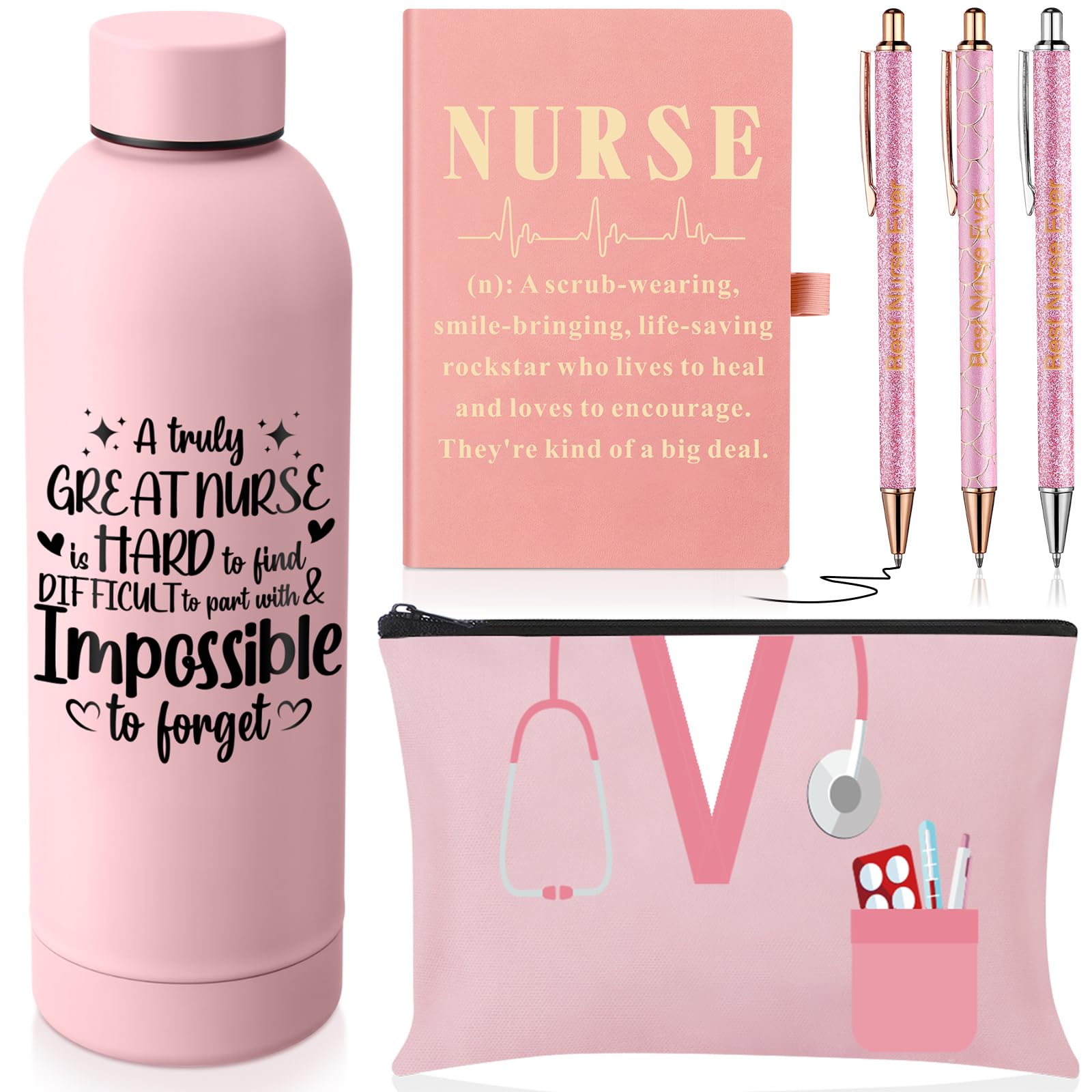 Acellegic 6 Pcs Nurse Gifts Set for Women Men, Rn Appreciation Gift for Nurses Week Christmas Graduation Thanksgiving, 16oz Vacu