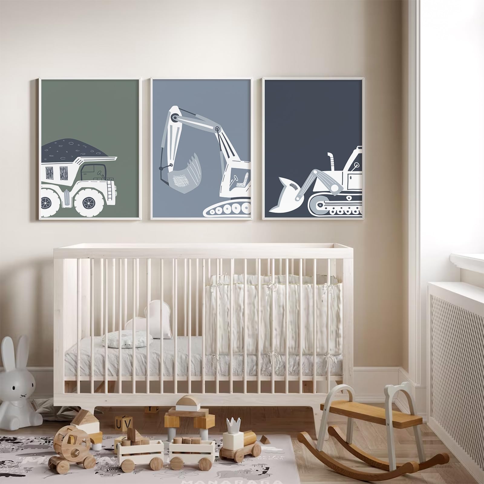 Construction Truck Wall Art Decor Toddler Boys Room Canvas Wall Art Tractor Vehicle Posters Dump Truck Wall Art Kids Bulldozer P