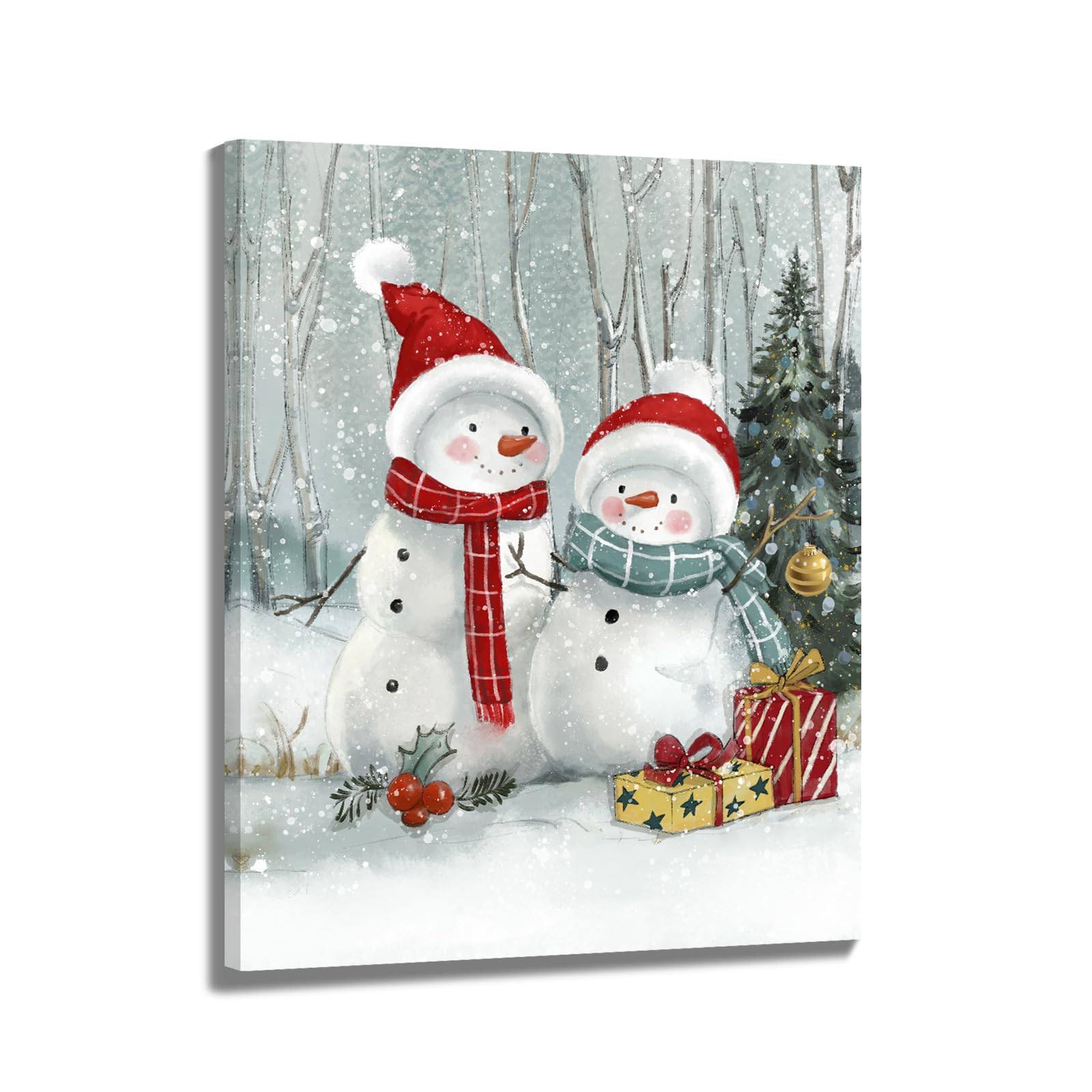 Christmas Canvas Wall Art Decor: Cute&Sweet Snowman Pictures Prints - Winter Decorations Paintings Posters Artwork - Indoor Farm