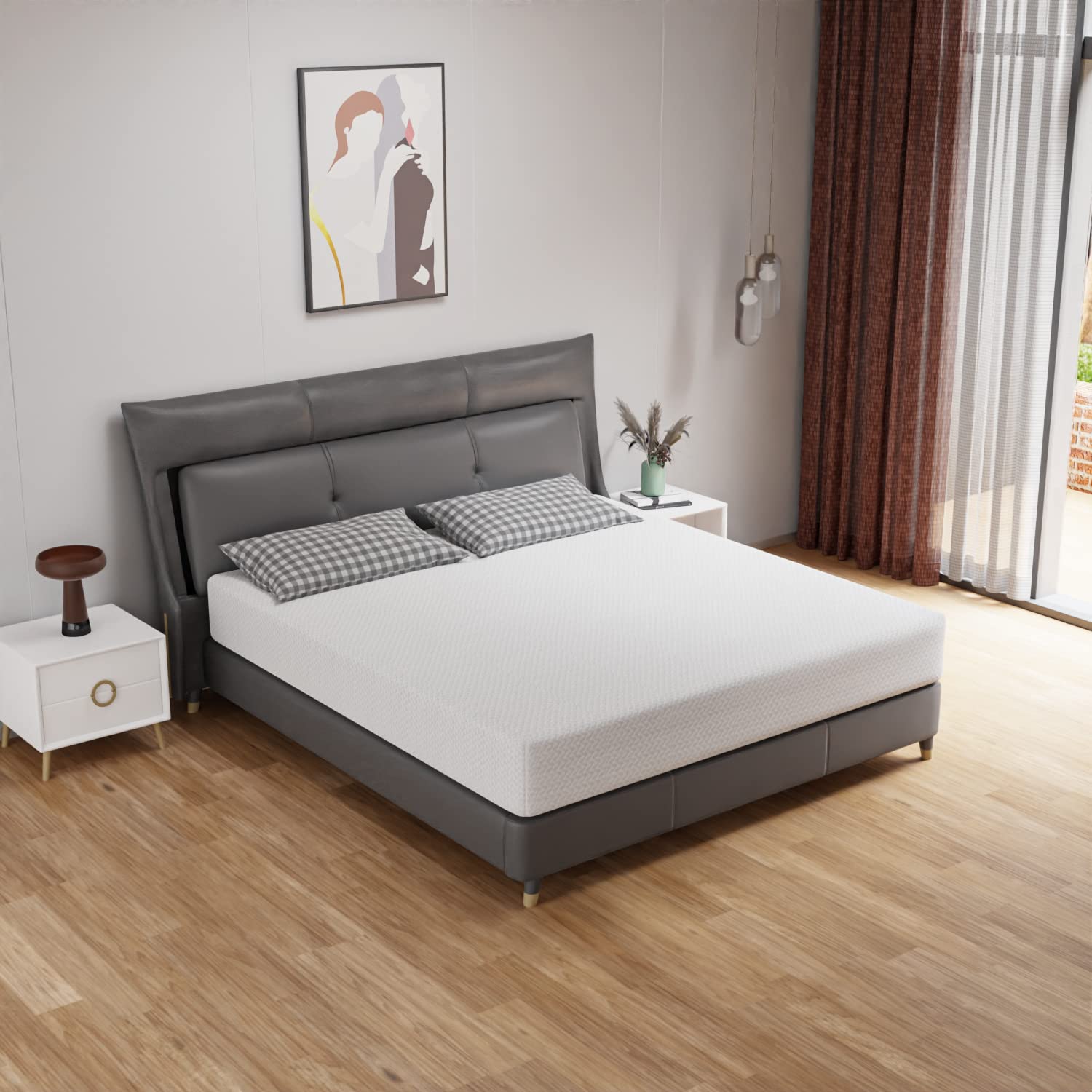 Paylesshere 10 Inch Mattress Green Tea Memory Foam Mattress Certipur-Us Certified,Removable Soft Cover,Fiberglass Free,Queen Mat