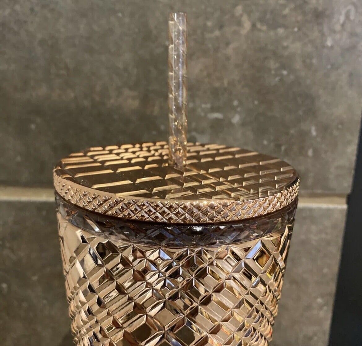 Starbucks 2023 Winter Holiday Jeweled 24Oz Tumbler Cold Cup - Rose Gold