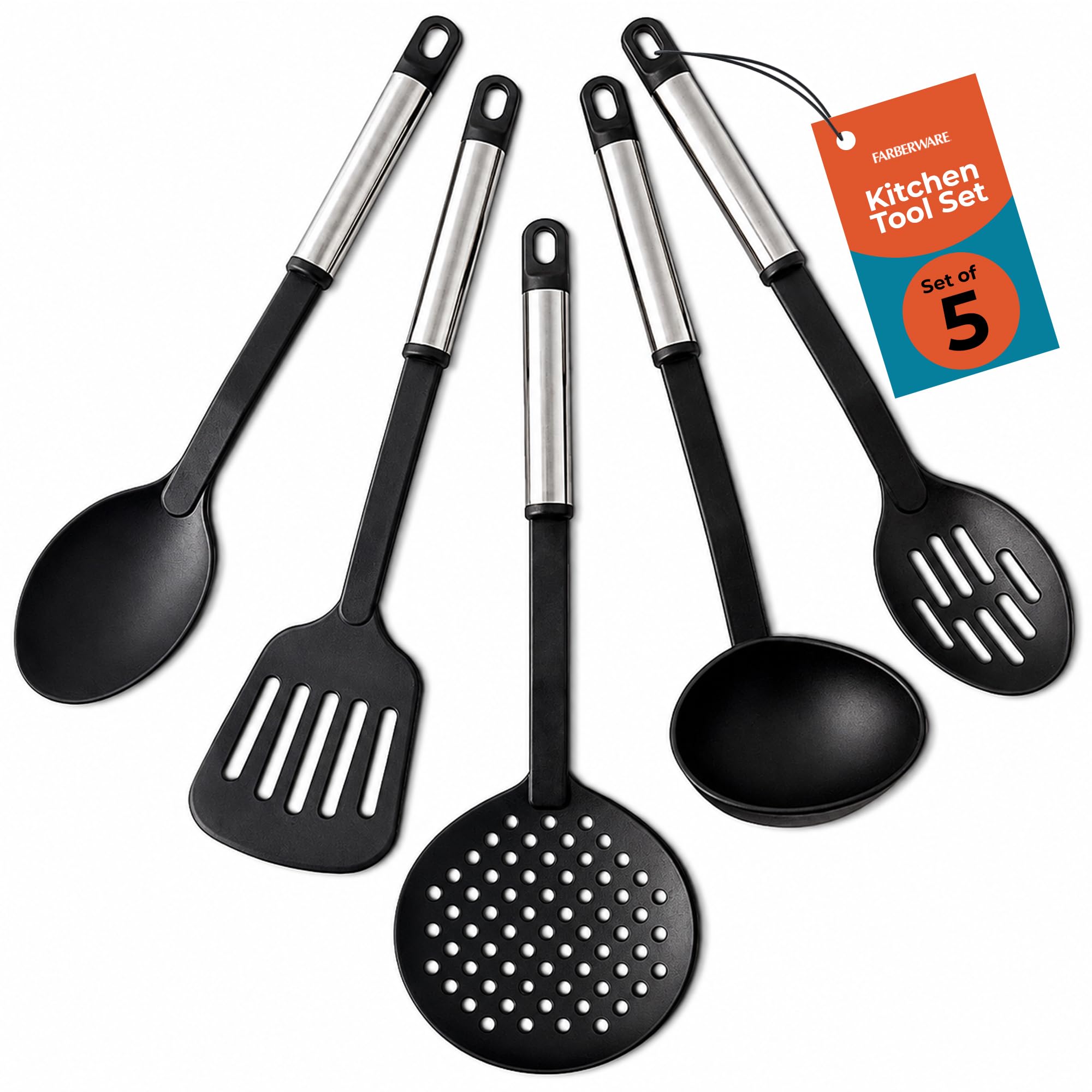 Farberware  Stainless Steel Kitchen Tool Set  Black, Set of 5