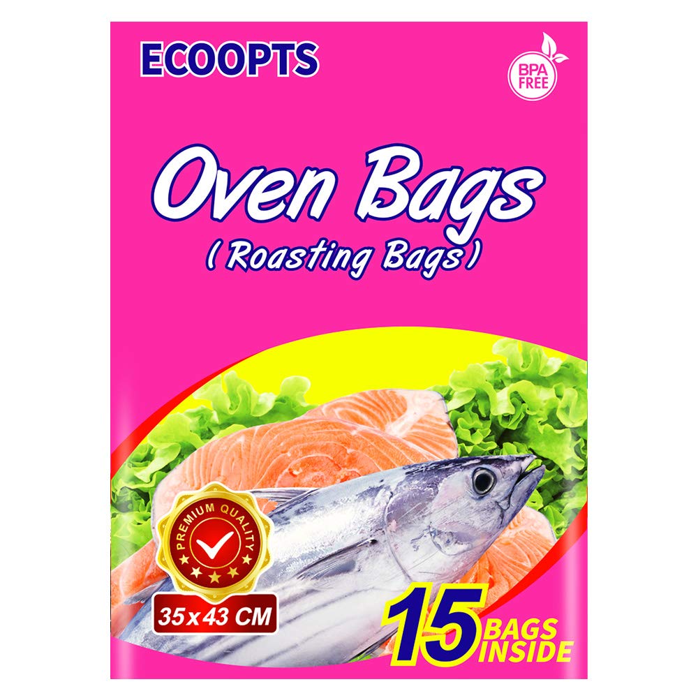 Ecoopts Oven Bags Cooking Roasting Bags For Chicken Meat Ham Seafood Vegetable - 15 Bags (13.8 X 17 In)