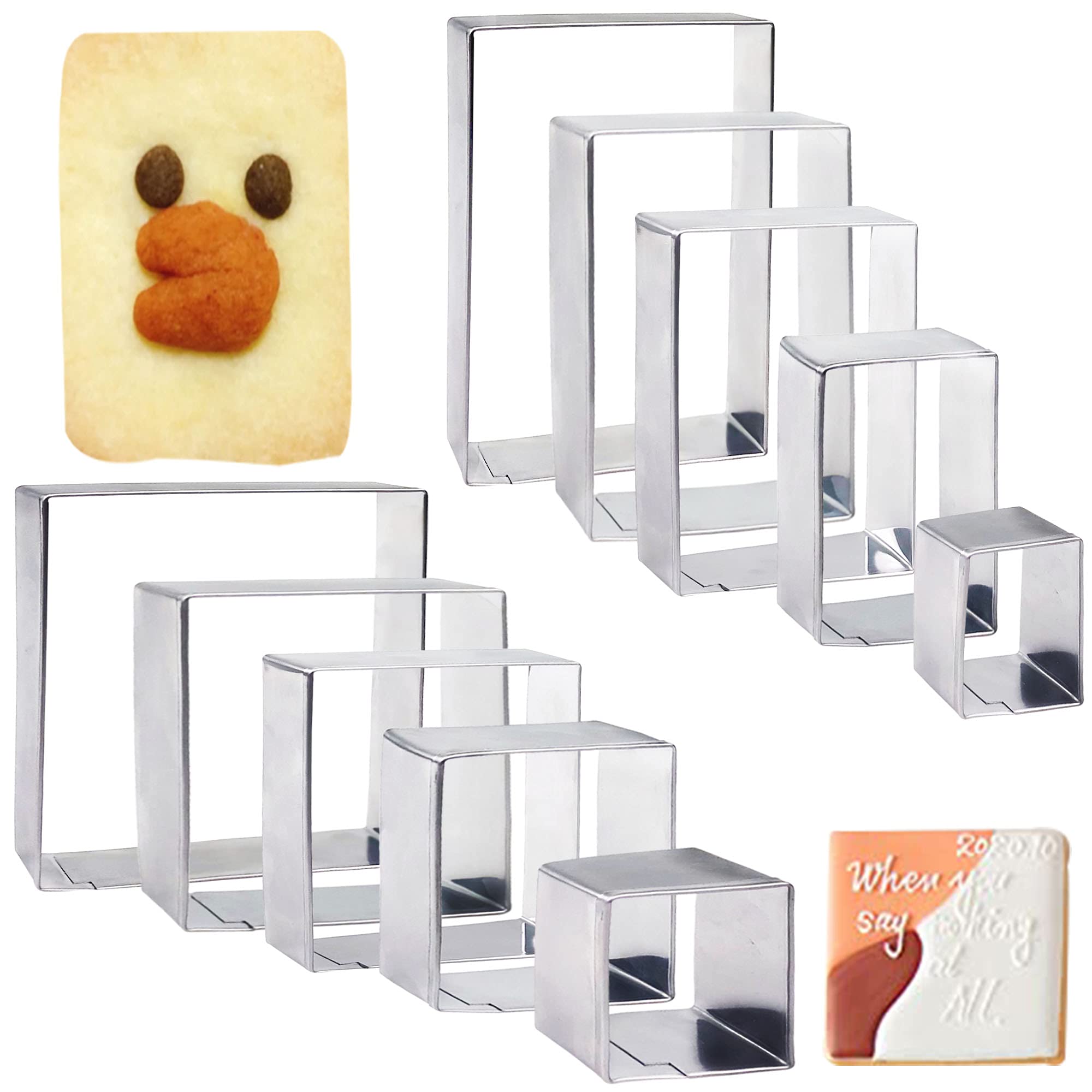 10Pcs Rectangle Cookie Cutter Square Cookie Mold Stainless Steel Rectangle Biscuit Molds Square Pastry Molds Fondant Cake Cookie