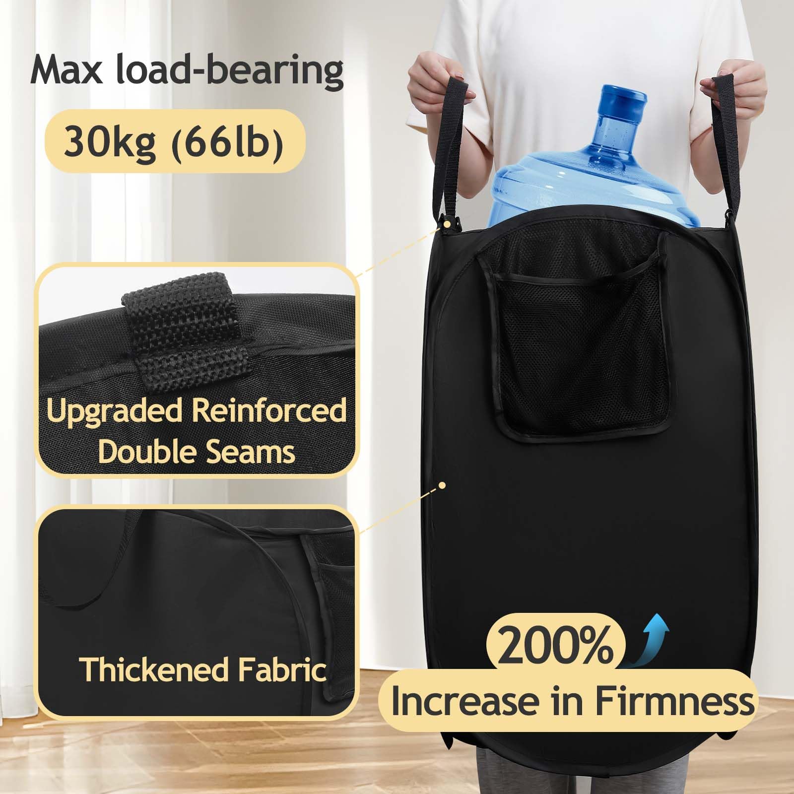 2024 Upgraded Polyester Pop-Up Laundry Hamper, 70L(18.5 Gal) Quality Laundry Basket With Durable Handles Solid Bottom High Carbo