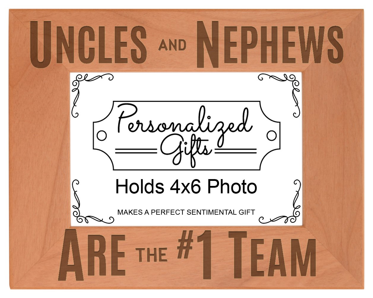Best Uncle Uncles and Nephews are the #1 Team Natural Wood Engraved 4x6 Landscape Picture Frame Wood