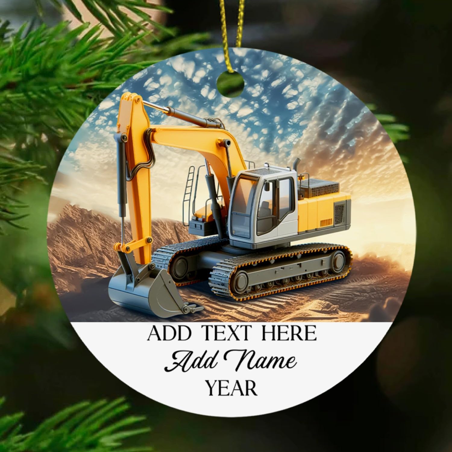 Excavator Ornament for Xmas, Personalized Excavator Truck Christmas 2025 Ornaments, Excavator Driver Gift for Construction Worke