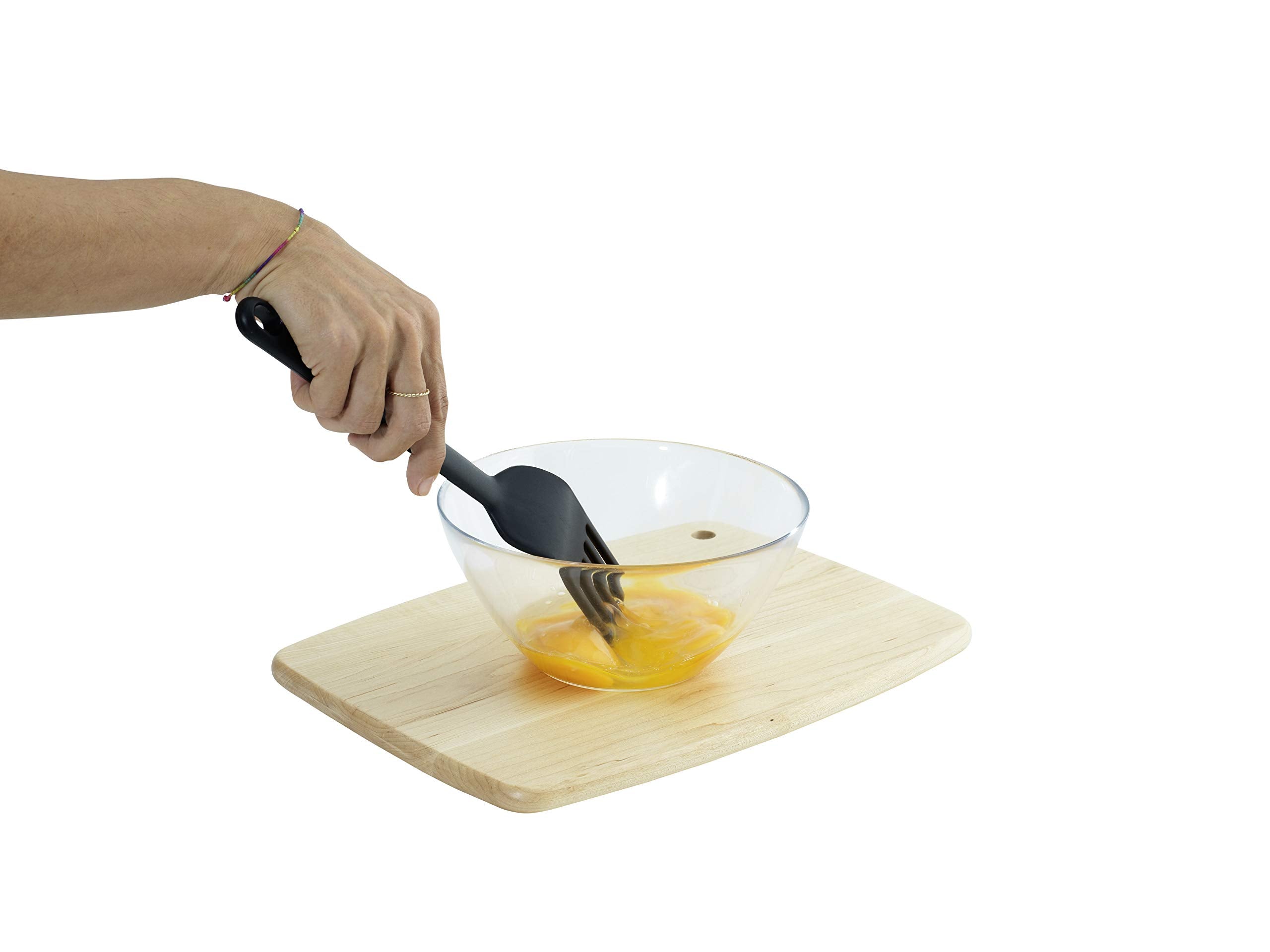 Kuhn Rikon Silicone Whisking Fork With Angled Tips & Flexible Steel Core, Black