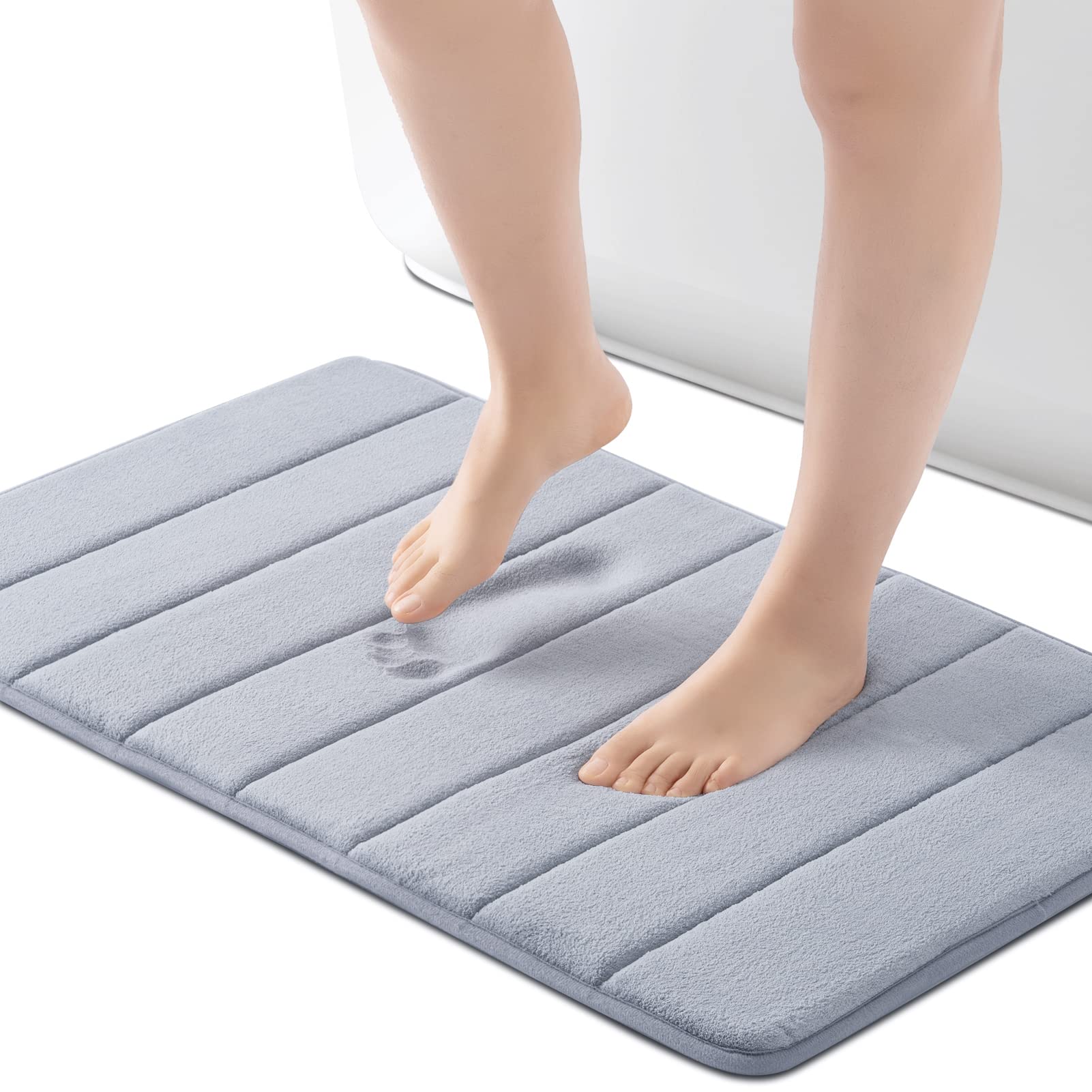 ROSMARUS Memory Foam Bath Mat 20    x 32   , Water Absorbent Shower Mat, Thick Non Slip Bath Rugs with PVC Backing, Ultra Soft f