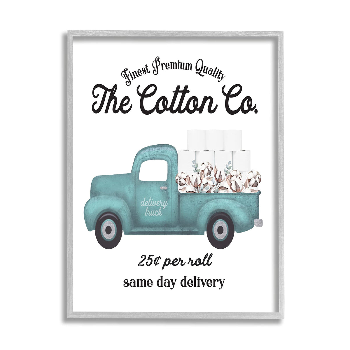 Stupell Industries Toilet Paper Cotton Co Delivery Truck Bathroom Word, Design By Artist Lettered And Lined Wall Art, 11 X 14, G