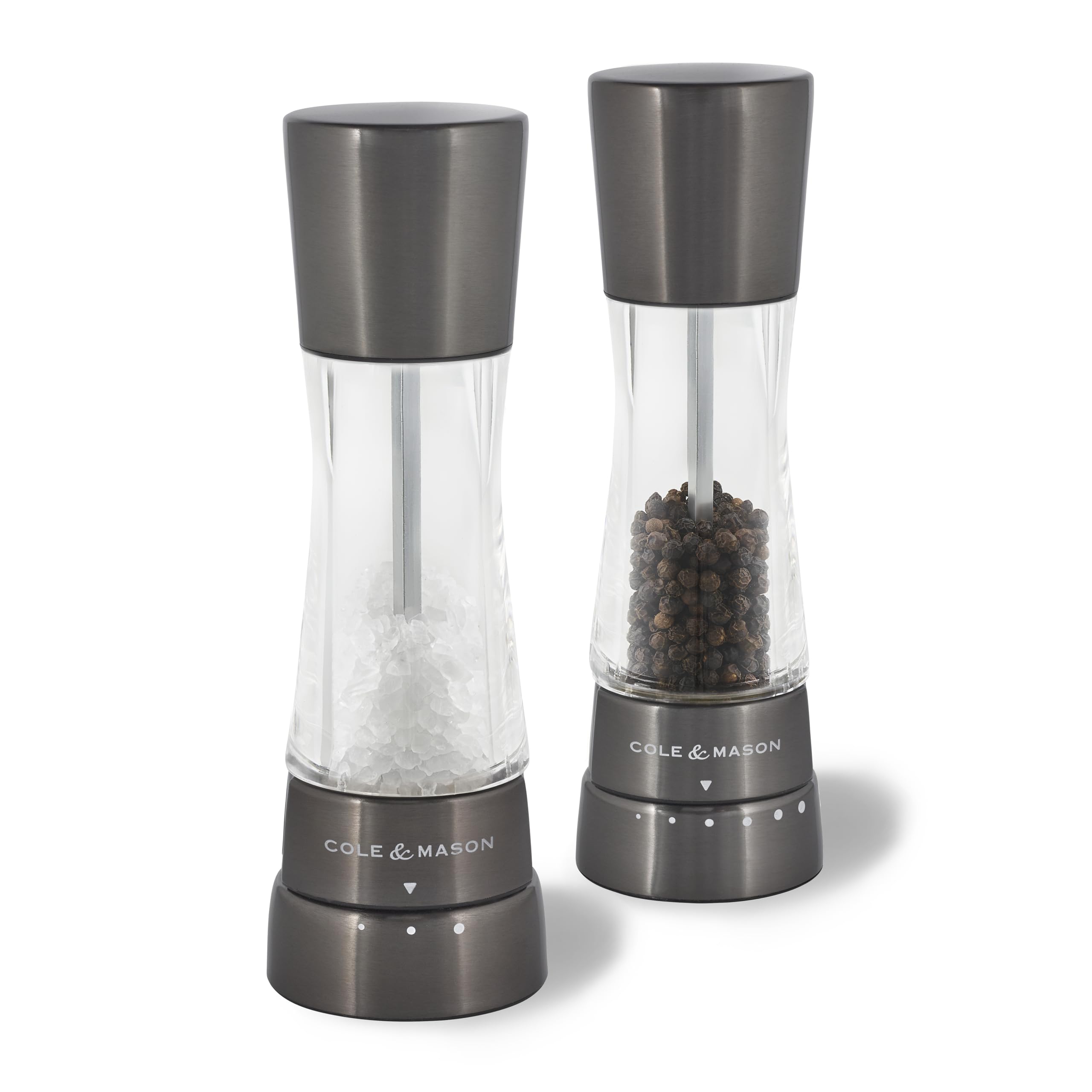 Cole & Mason Derwent Salt and Pepper Grinder Set - Refillable Salt & Pepper Grinder Set with Gourmet Precision Mechanisms - Kitc