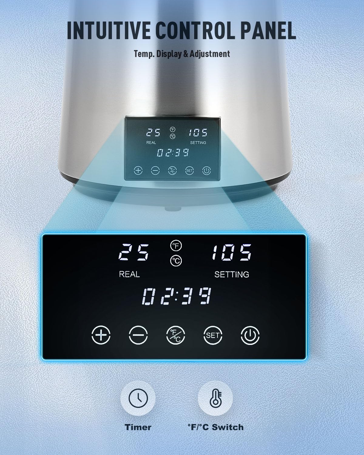 Co-Z 1.1 Gallon Water Distiller, 1750W Countertop Distilled Water Machine With Glass Container Dual Temperature Display Timer, 4