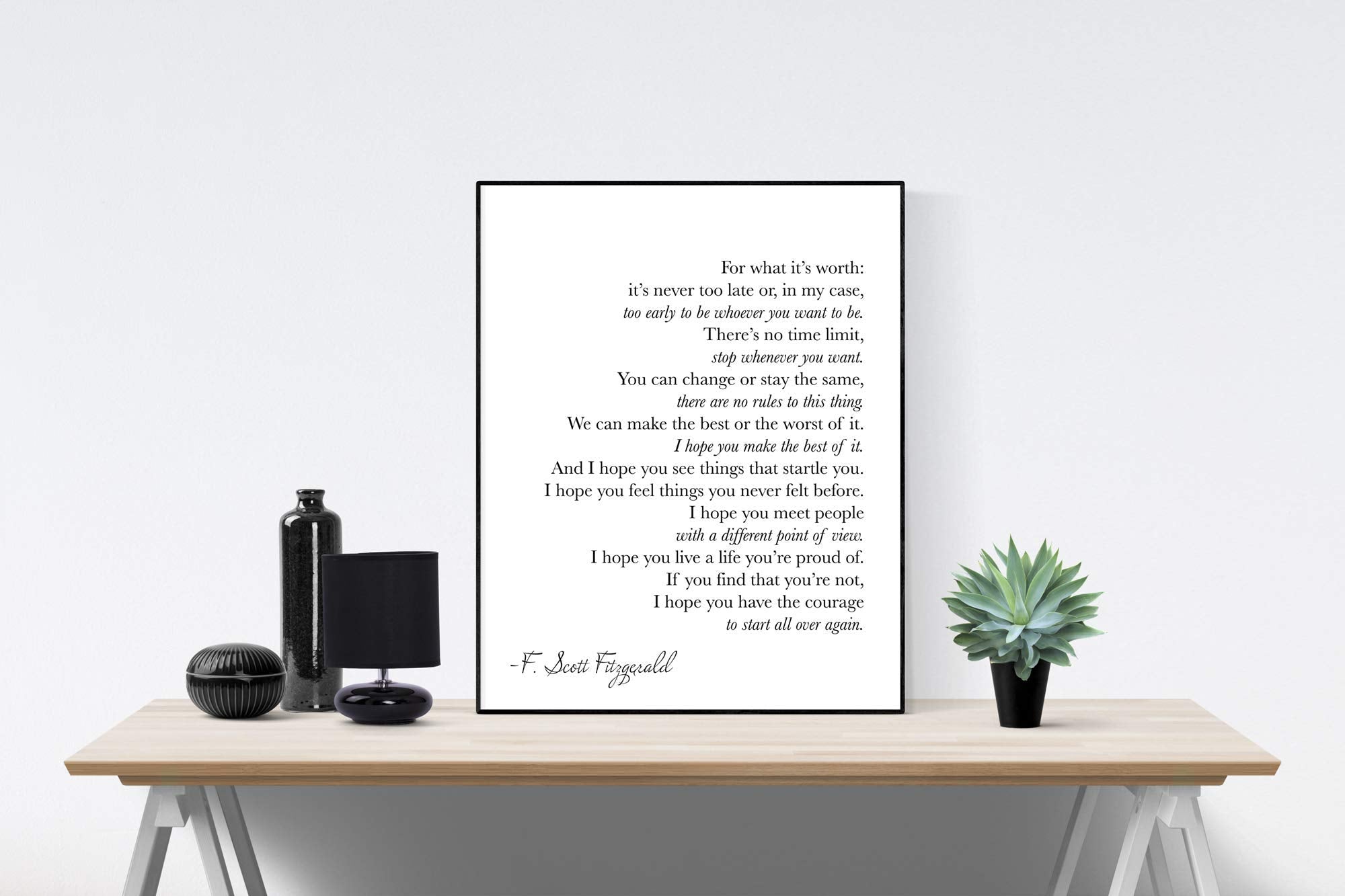 For What It Is Worth | F. Scott Fitzgerald Quote | Art Print (11X14)