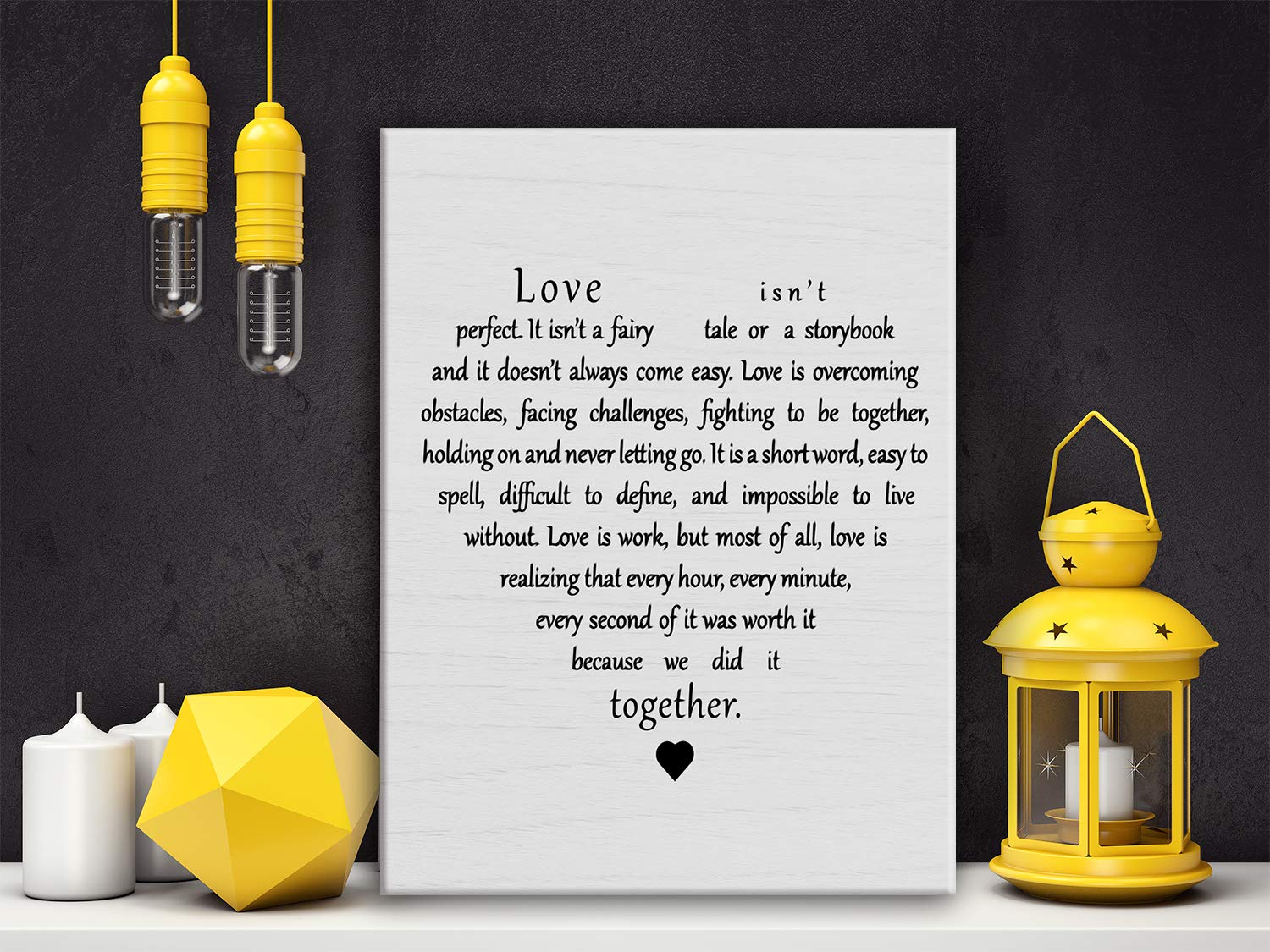 Hijie Inspirational Love Quotes Canvas Wall Art - 15L" x 11.5W", Wood, Ready to Hang, Perfect for Home, Bedroom, Wedding Decor