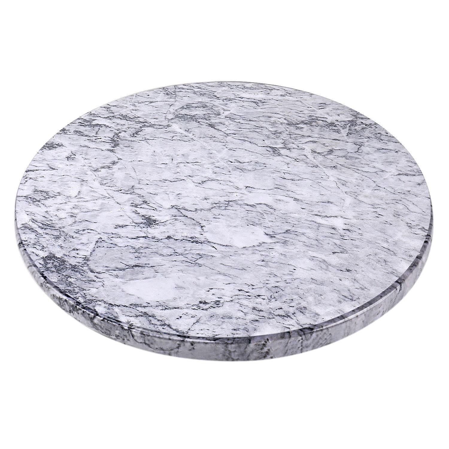 Flexzion Round Marble Cutting Board, 11.4 x 0.6 Cheese Slab, White