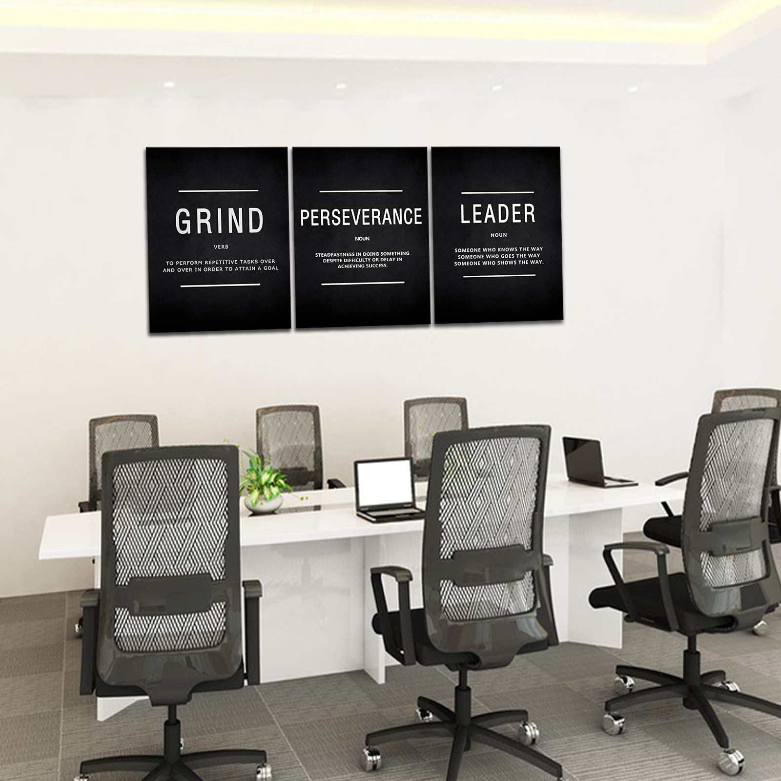 Kawahone Inspirational Grind Wall Art For Home Office Workplace, Perseverance Leader Canvas Quotes Motivate Success Positive Pos