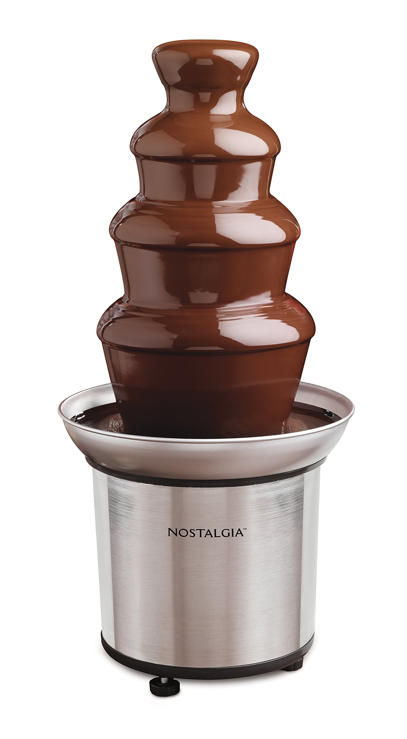 Nostalgia CFF986 32-Ounce Stainless Steel Chocolate Fondue Fountain, 2-Pound Capacity, Easy to Assemble 4 Tiers, Perfect for Nac