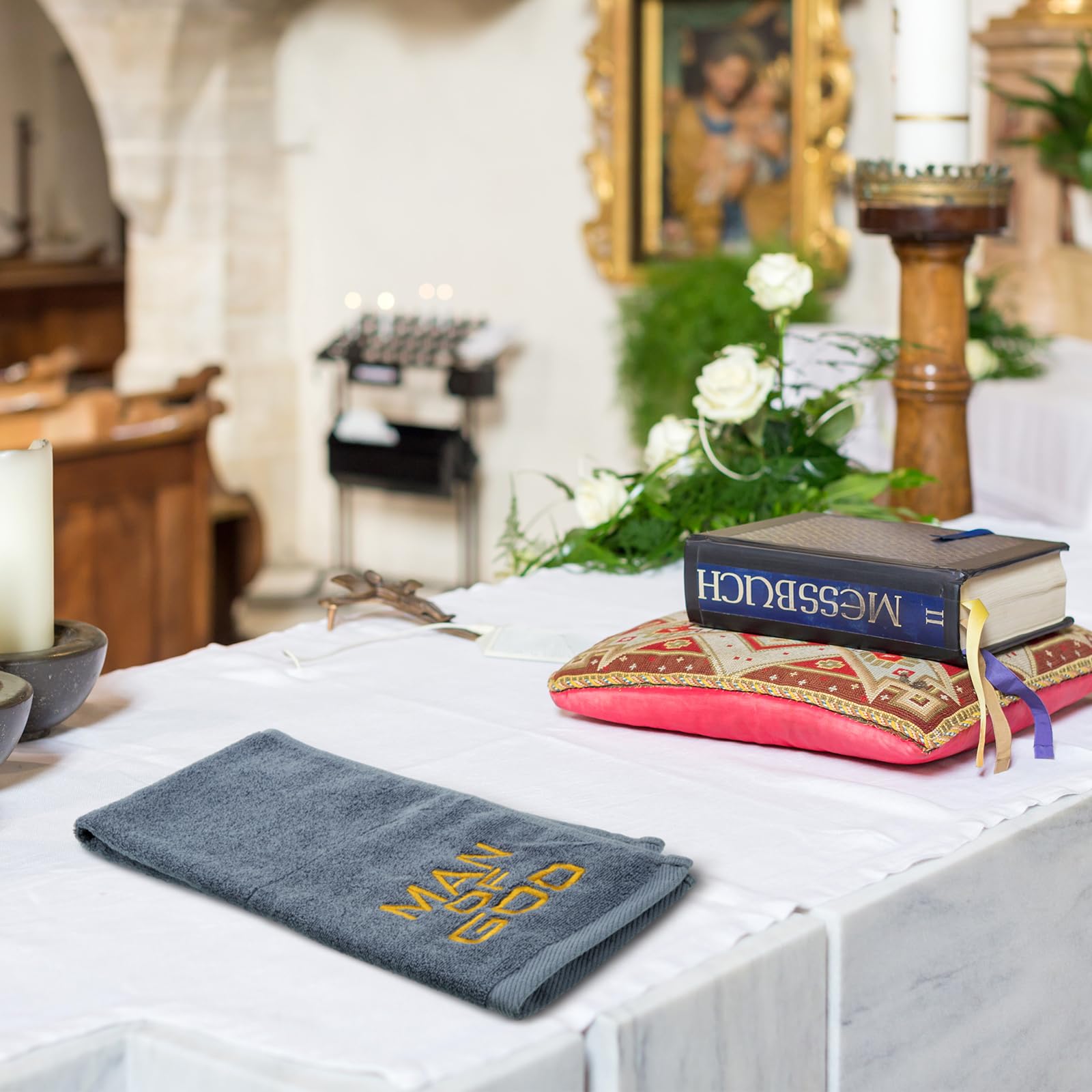 Buryeah 2 Pcs Pastor Hand Towels Christian Embroidered Towels Appreciation Gifts for Christian Church Clergy Father s Gifts(Blue