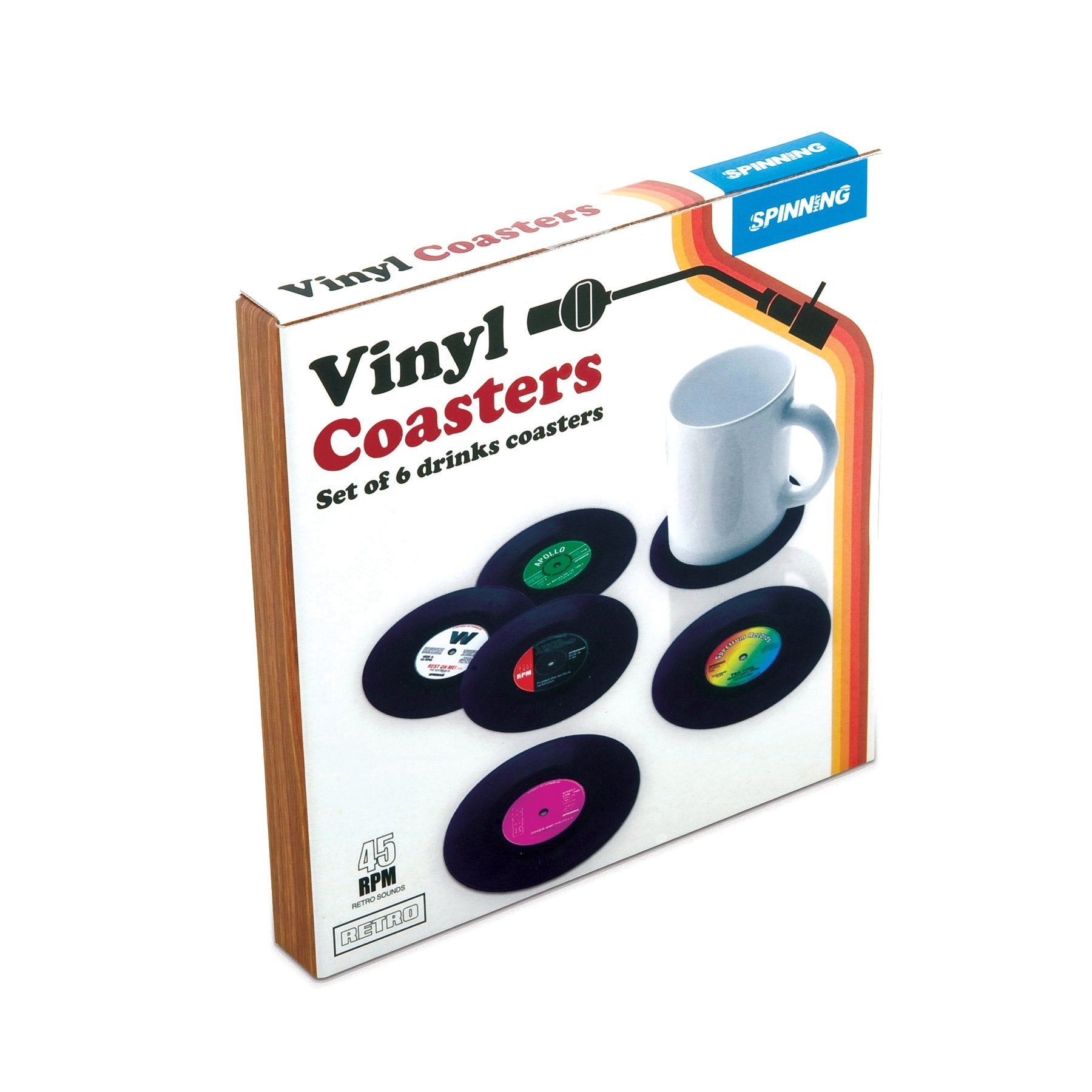 Gift Republic Retro Vinyl Coasters, Cool Drinks Coasters, Great Housewarming Gift, Music Lovers Gift Idea